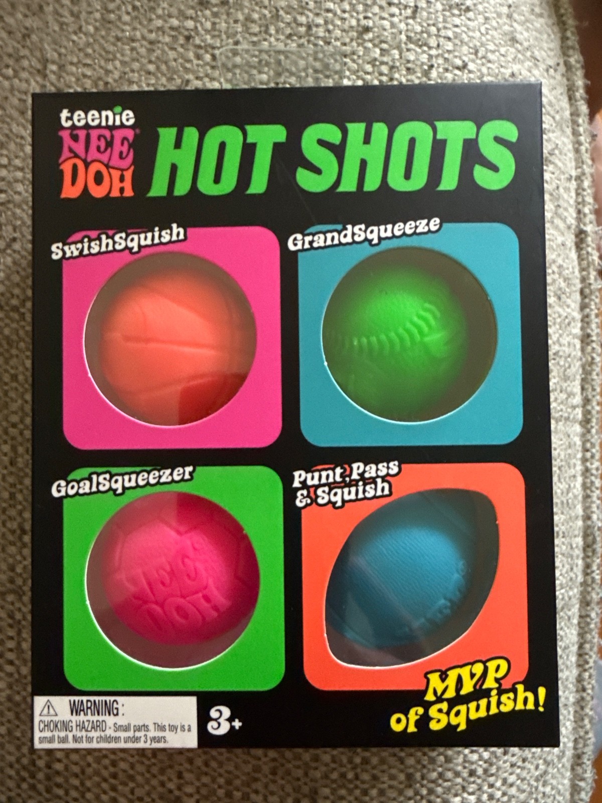 NeeDoh Teenie Hot Shots Squishy 4 Pack Sport Balls Viral NEW