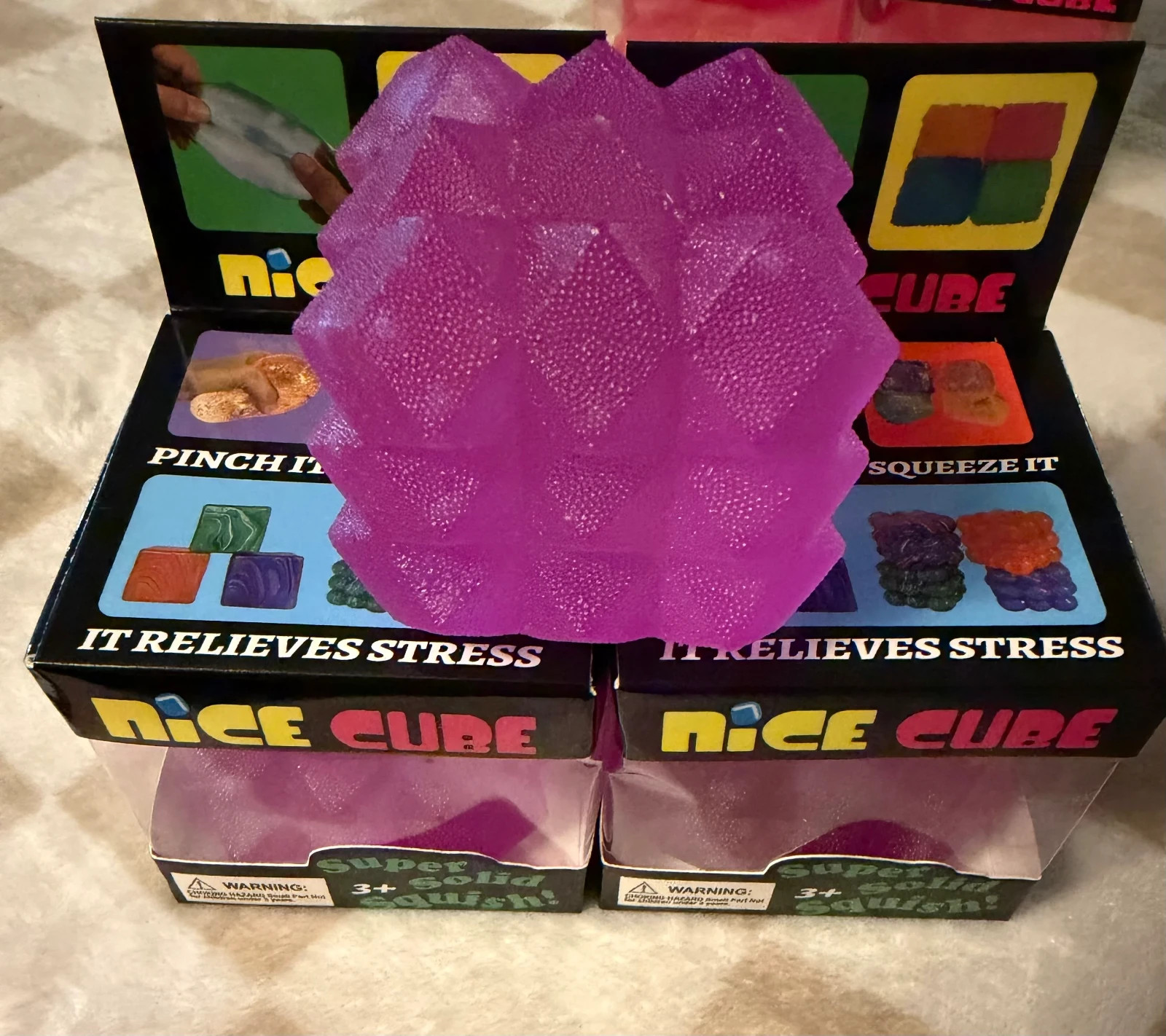 Asymmetrical Squishy Cube – Purple – Spikey & Textured 10/10