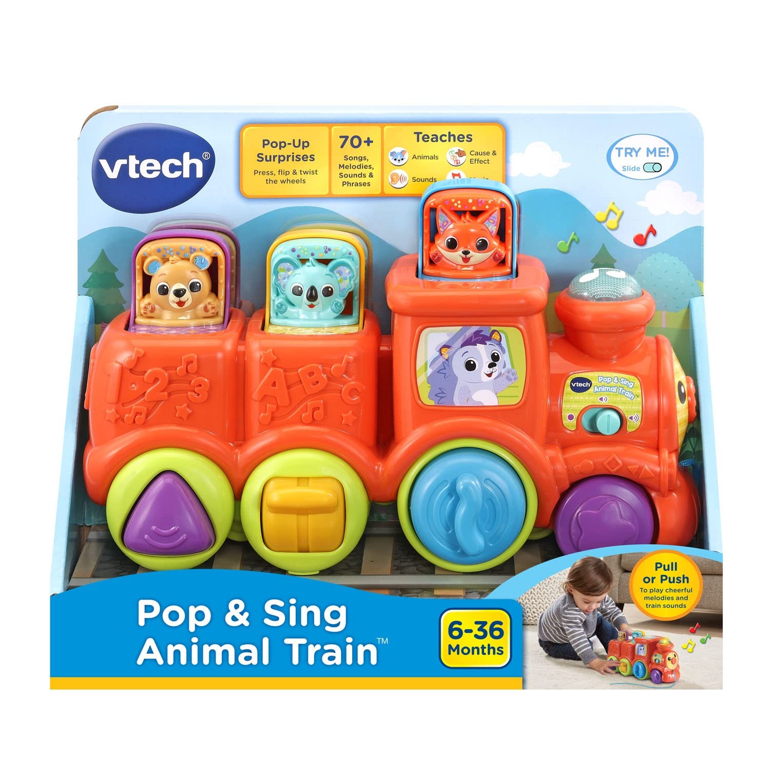 VTech Pop and Sing Animal Train 11.42 x 5.4 x 5 inches, Multicolor