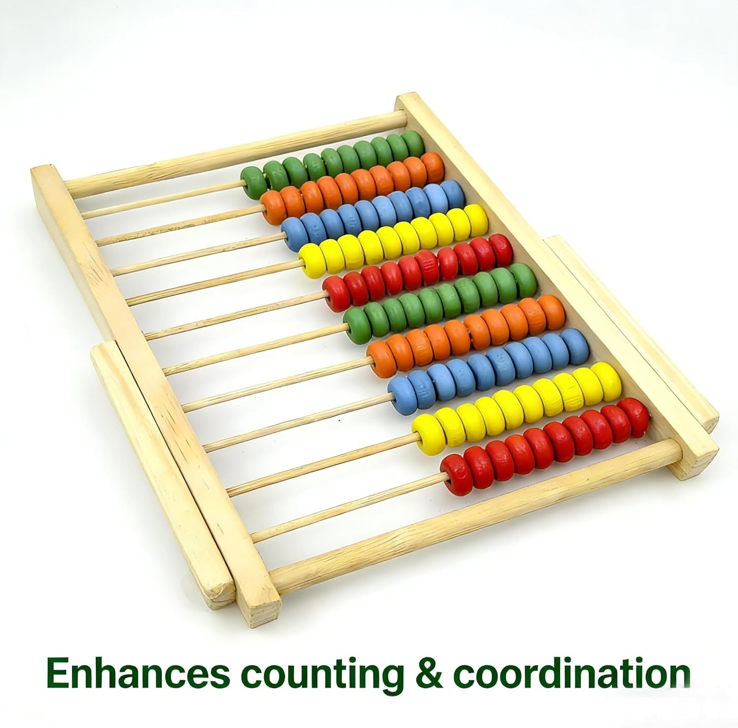 Wooden Counting Frame Abacus for Kids Math Learning – 10 Rows, 8-Inch