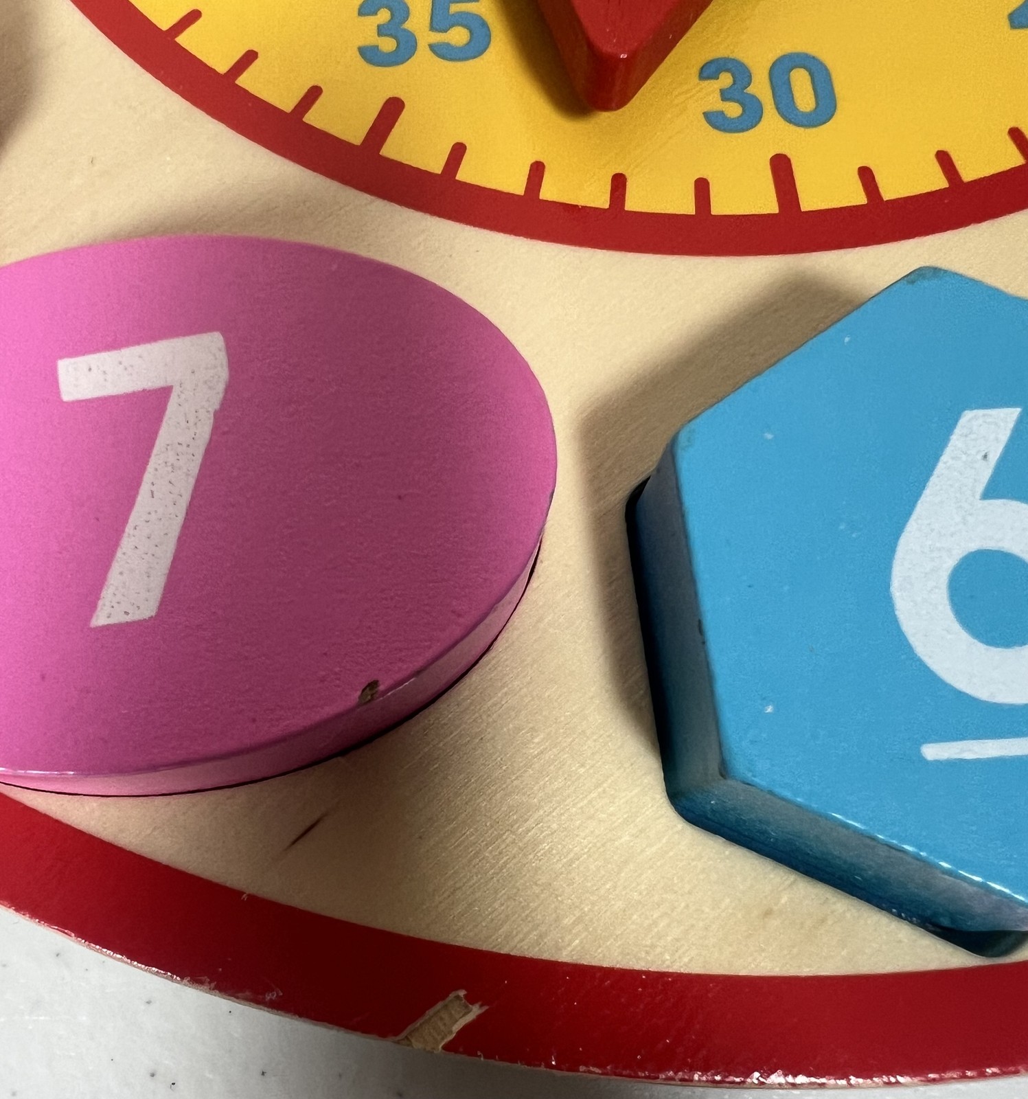 Wooden Educational Clock Puzzle Shape Sorter Telling Time Numbers Colors Kids