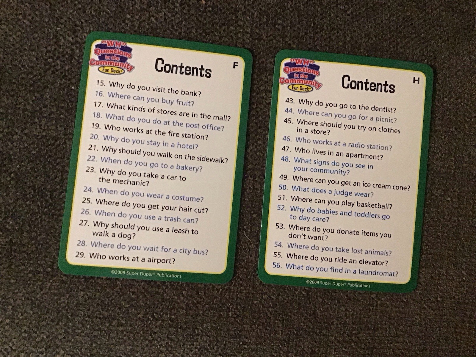 Super Duper Publications WH Questions Community Fun Deck 56 Cards Social Skills