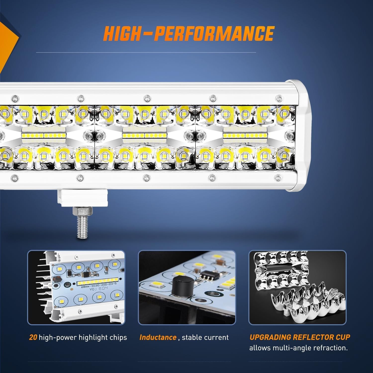 Nilight Marine LED Light Bar Navigation Lights 12 Inch White Spot Flood Combo Po