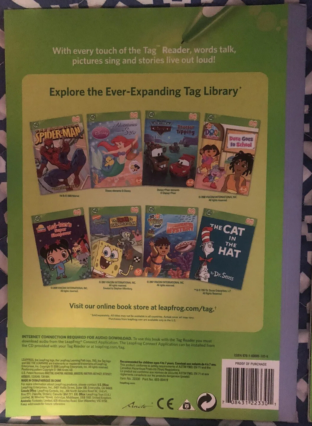 LeapFrog Book Lot TAG Leap reader 3 Books Plus Sample Book Consonants & Vowels