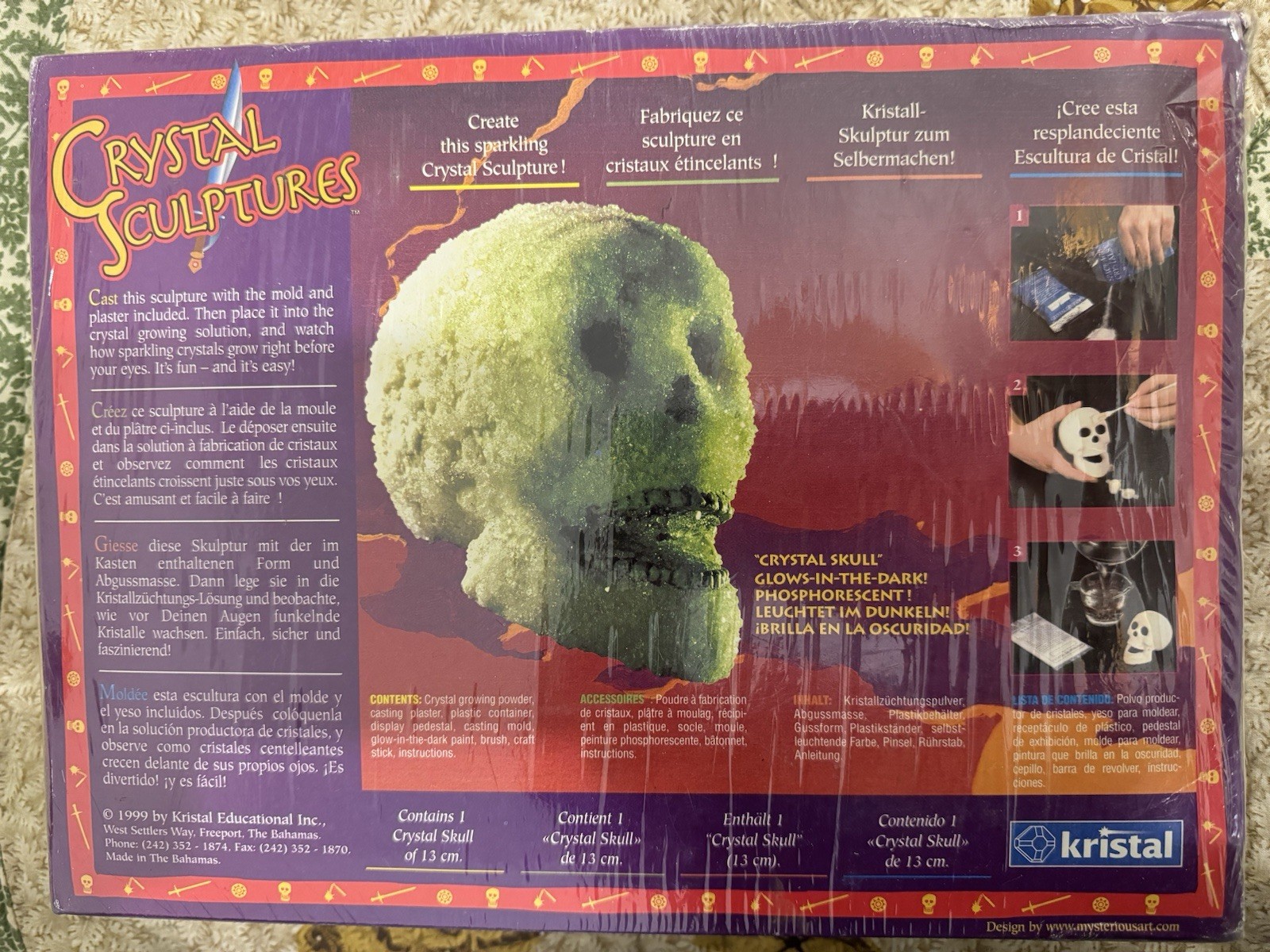 Kristal Crystal Sculptures Skull Casting & Growing Kit Pirates, 1999, Glows, New
