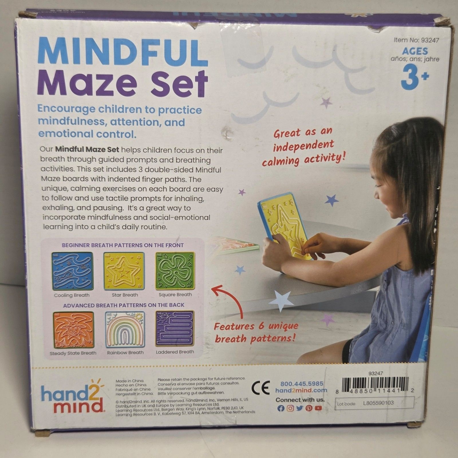 NEW Hand2Mind Mindful Maze Set 3 Double-Sided Breathing Boards Sensory Toys