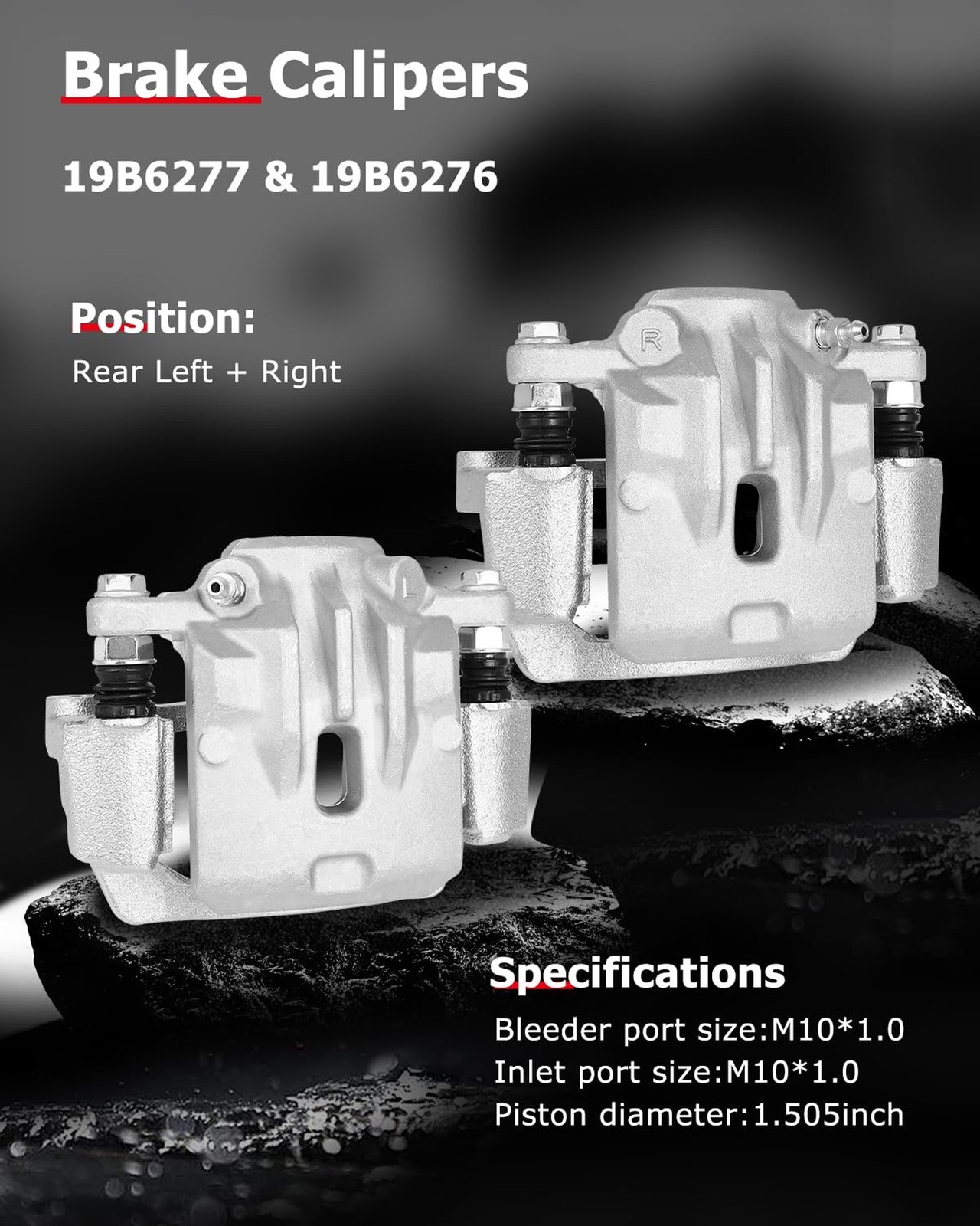 cciyu 19B6277 19B6276 Rear Left & Right Brake Calipers With Bracket For Subar…