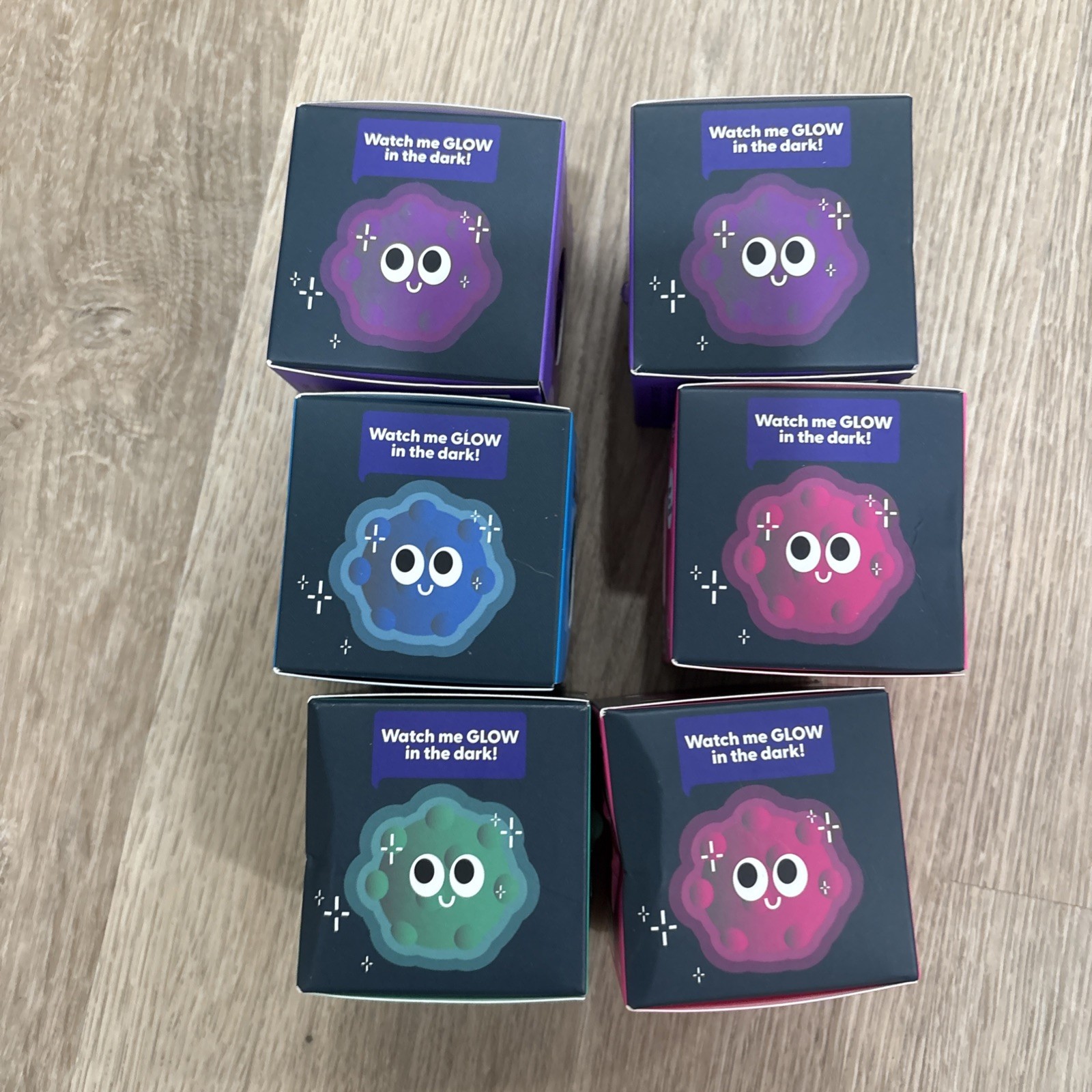 Glow Squish J’adore Lot Of 6 Green Pink Purple Blue Glow In The Dark Squishy
