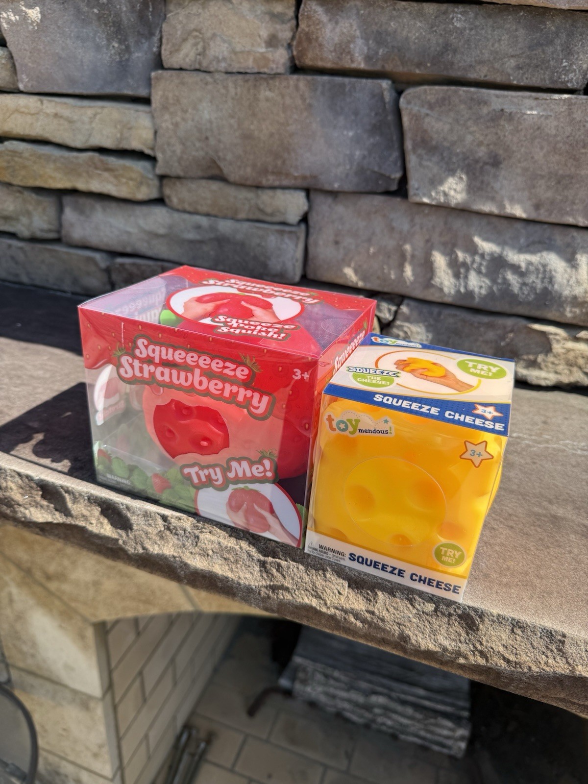 Sunny Days Squeezy Strawberry And Toymendous Cheese Sensory Toy New SHIPS TODAY