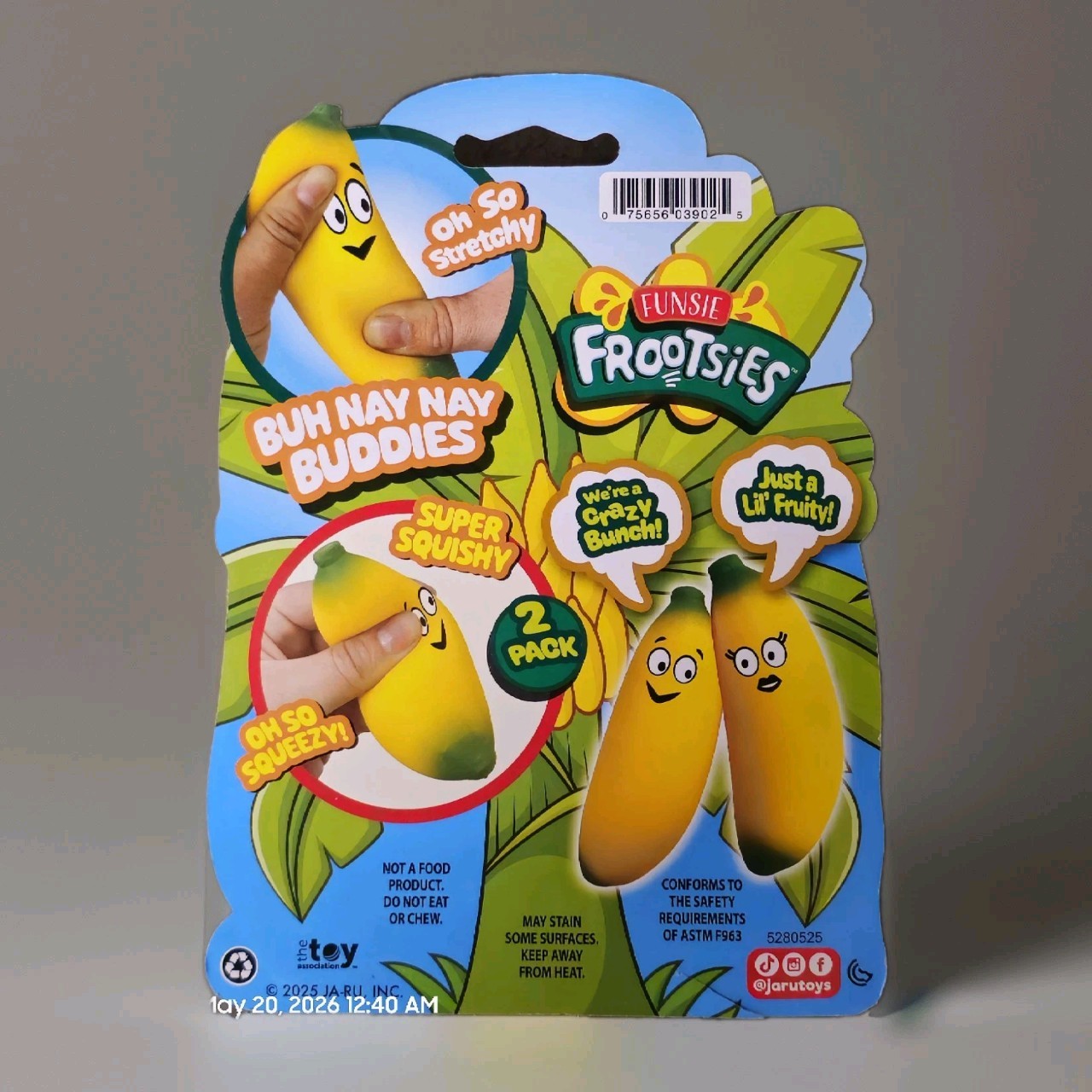 Ja-Ru Funsie Frootsies Stretchy Banana Squishy Sensory Fidget Toy Soft 2 Pack