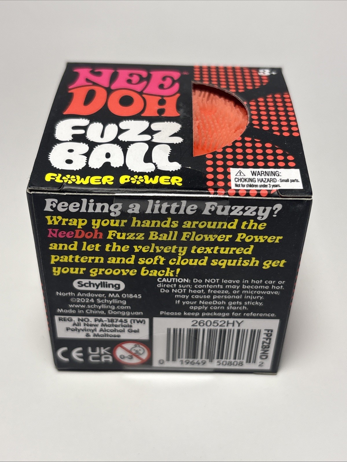 Needoh FUZZ BALL Flower Power Nee Doh Squish Stress Ball Orange NEE-DOH Fuzzball
