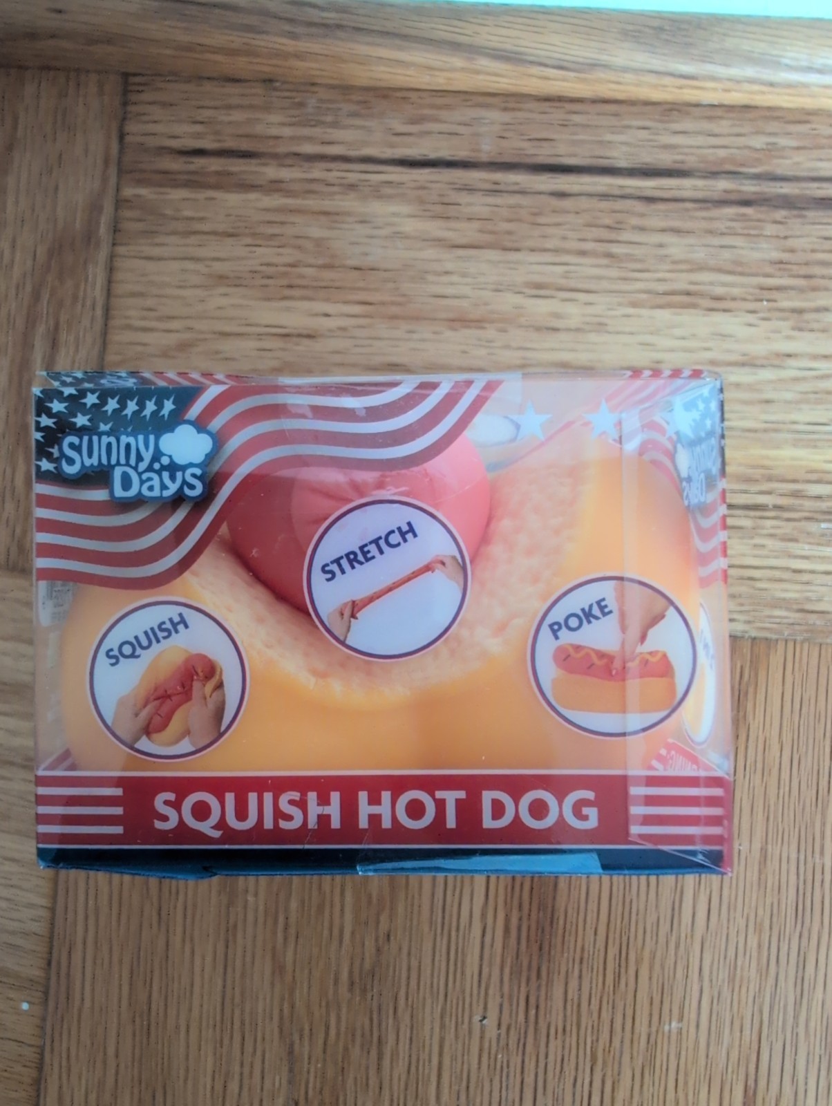 Squishy Hot Dog Squeezy Fidget Toy Sunny Days 2-in-1 Hotdog Stress Relief NEW