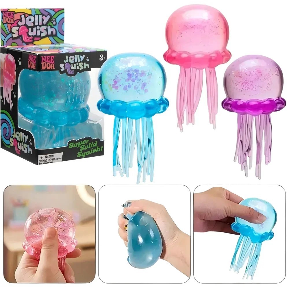 NeeDoh Jellyfish Cube Squishy Stress Relief Fidget Sensory Toy With Box A