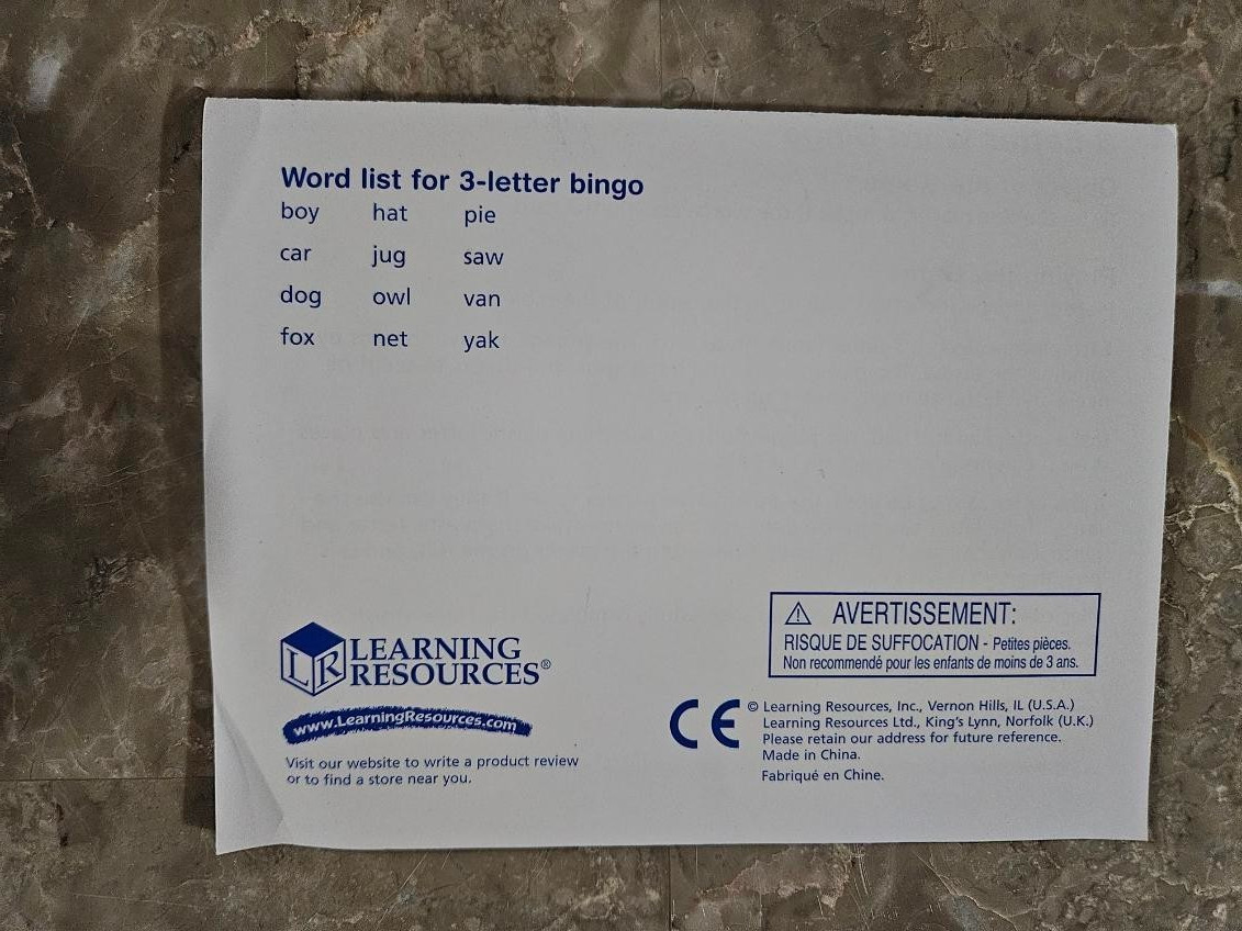 Alphabet Bingo Learning Resources Bingo fun to build basic vocabulary ages 3+