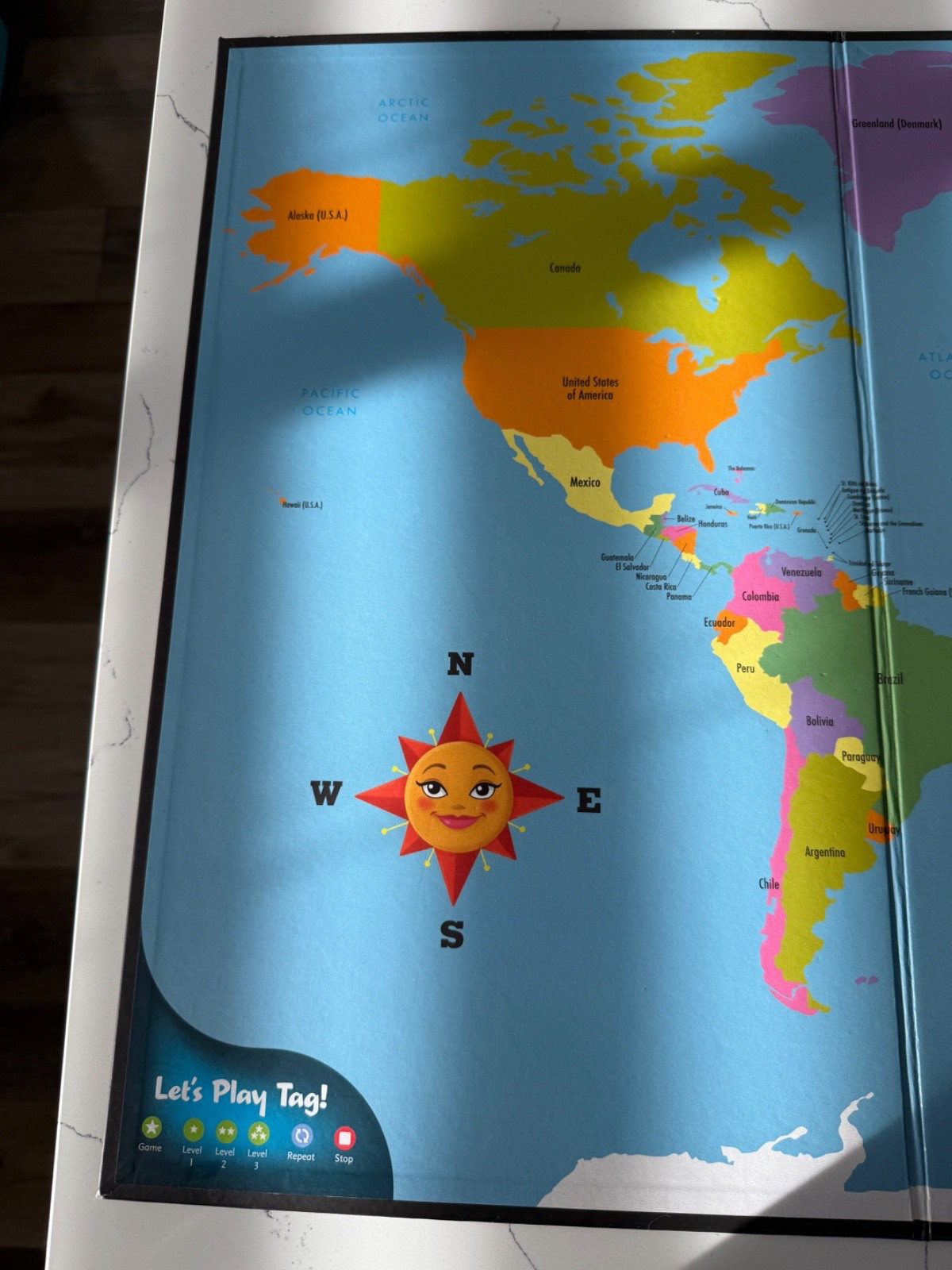 Leap Frog Interactive Jumbo World Map 2 Sided Tag Read System Pen Not Included