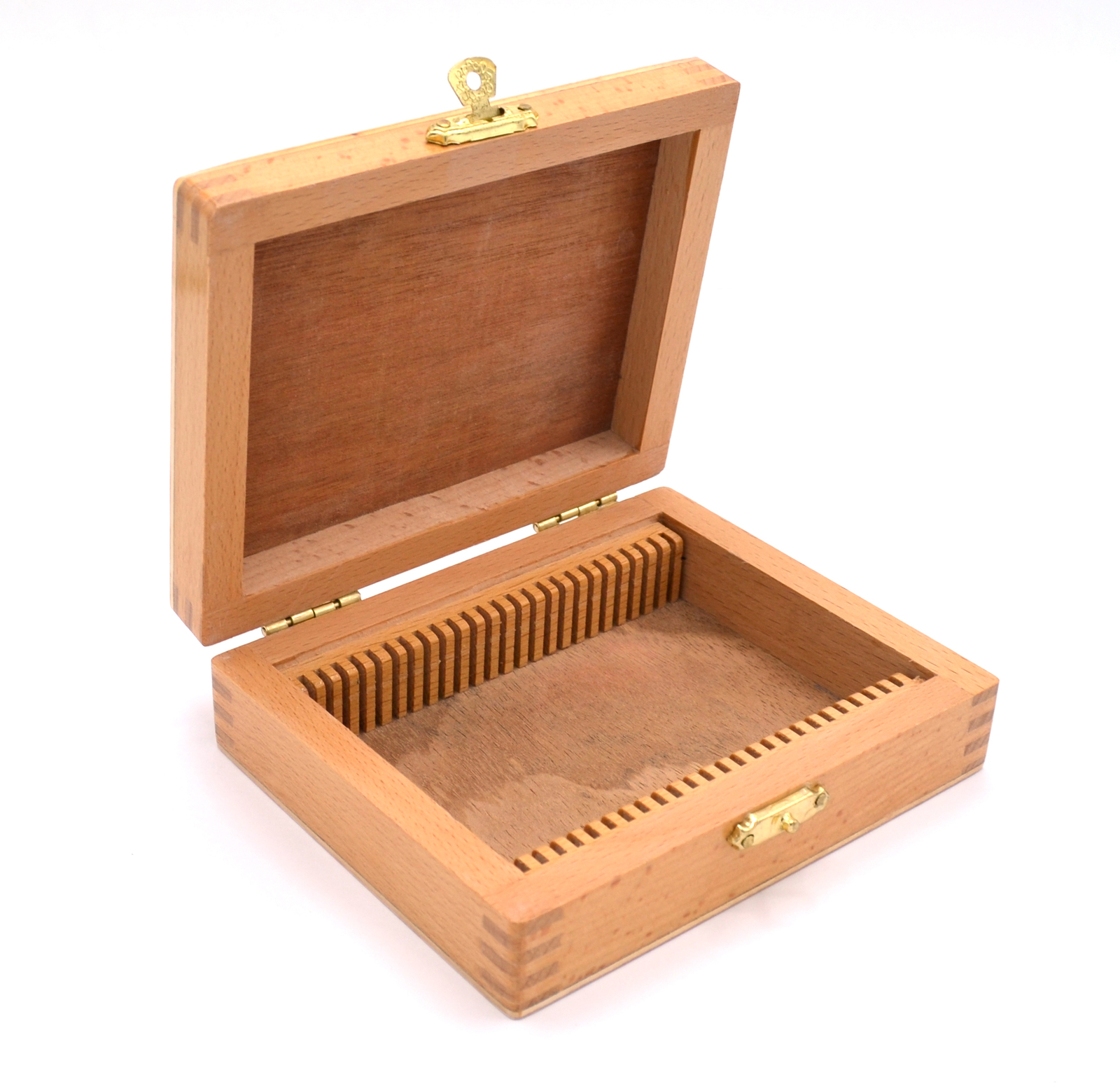 Wooden Slide Box for 25 Slides with Latch – For 75x25mm Slides