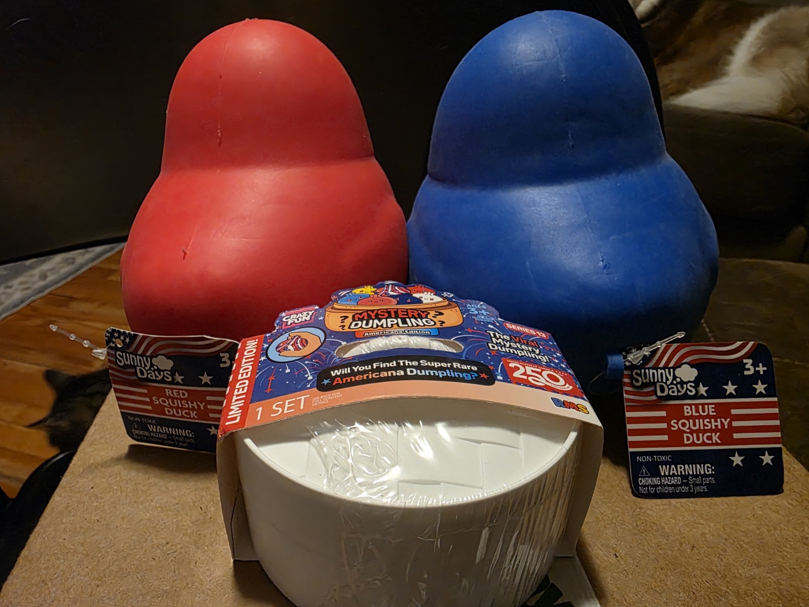 Lot Of RMS Dumpling And Sunny Days Squishy Duck Red, White And Blue ❤️🤍💙