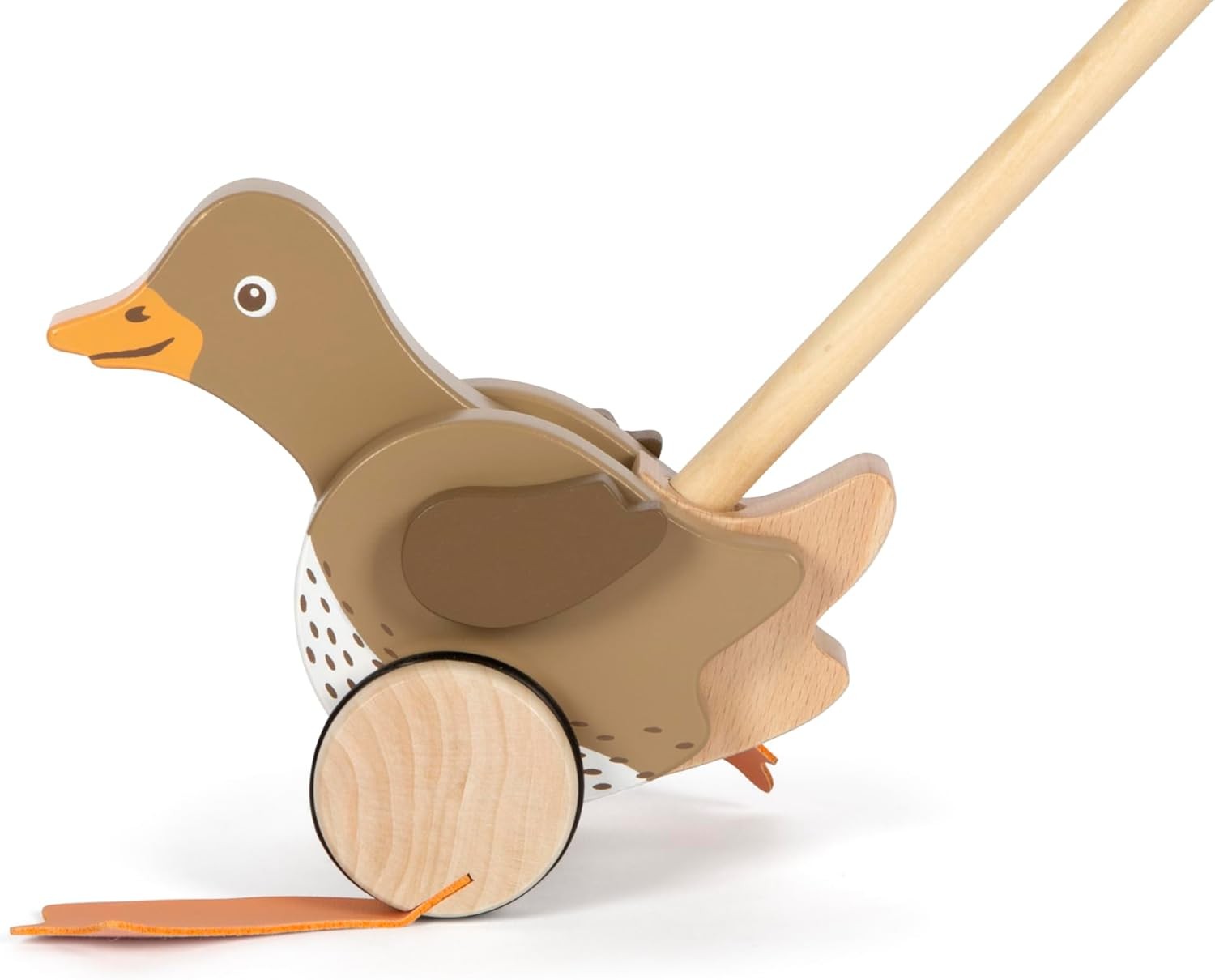 small foot Push-Along Duck, Wood, Moving Head, Helps with Learning, Walking aid,