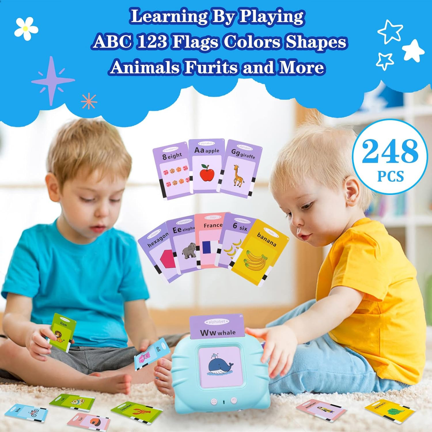 ABC Talking Flash Cards for Toddlers 2-4, Autism Toys, Speech Therapy Toys, Educ