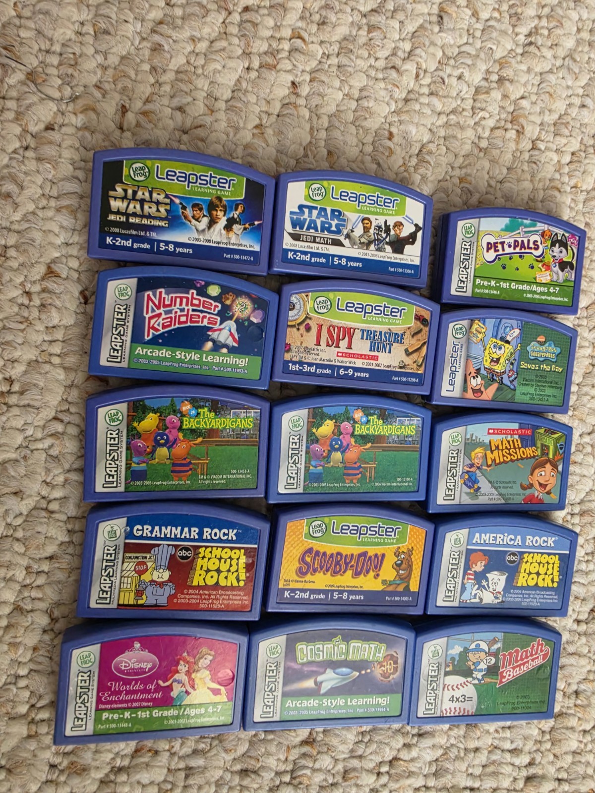 Lot of 15 LeapFrog Leapster Assorted Learning Game Cartridges – Ages 4-8+ Tested