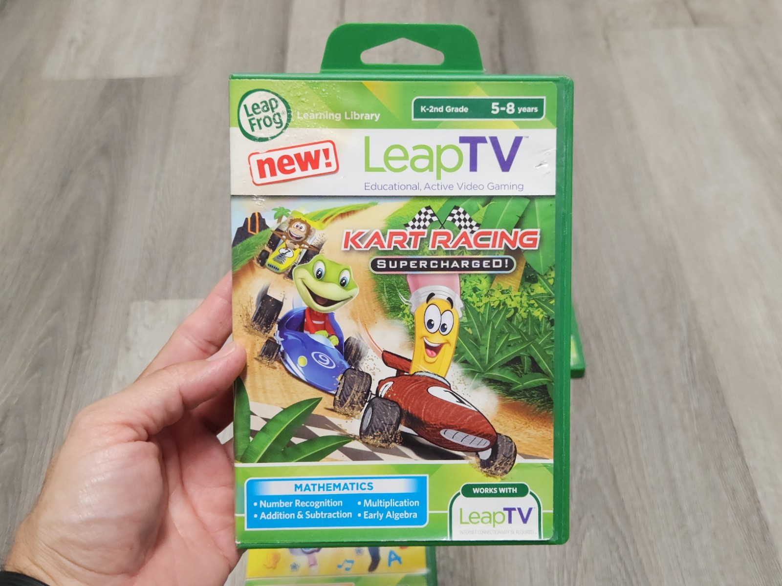 Lot of 4 LeapFrog LeapTV Games – Spider Man, Sports,Dance & Learn, Kart Racing