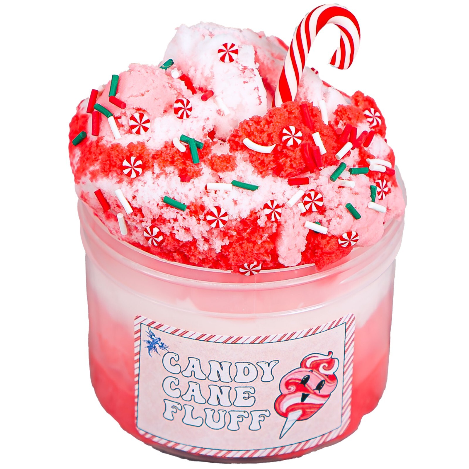 Candy Cane Cloud Slime – !NEW! (for stress relief), red, pink, white, peppermint