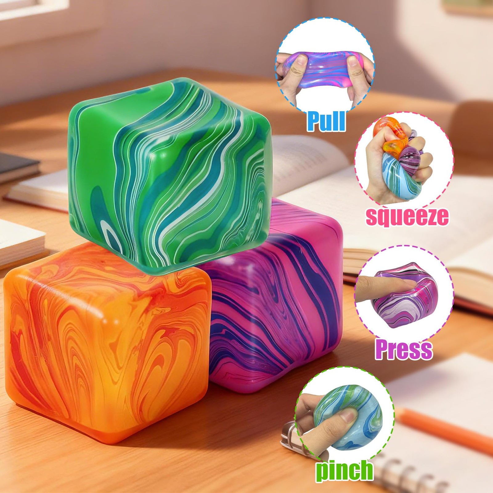 4 Pack Fidget Toys, 1.4 x x inches, Pink, Green, Orange, Purple