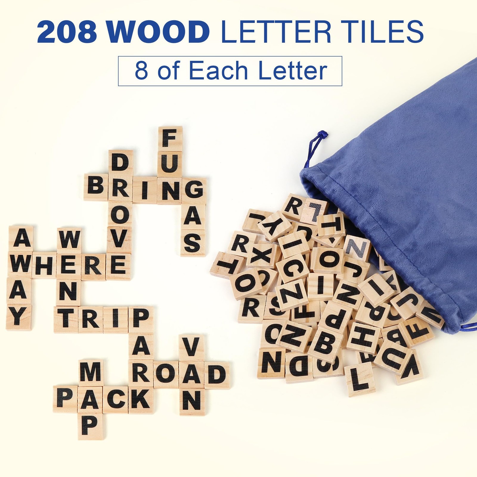 Spelling Games for Kids, 224 Flashcards 208 Wooden Letter Tiles, Ages 4-8