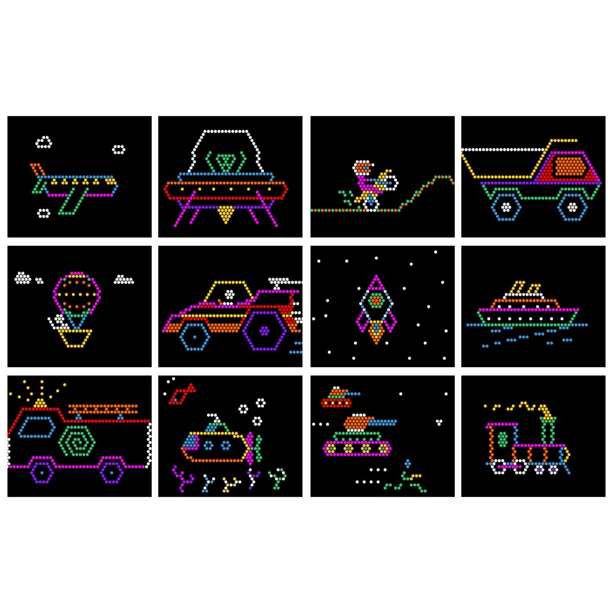 Paper Refill Sheets Template Patterns for Lite Brite – Vehicles 12 Pack