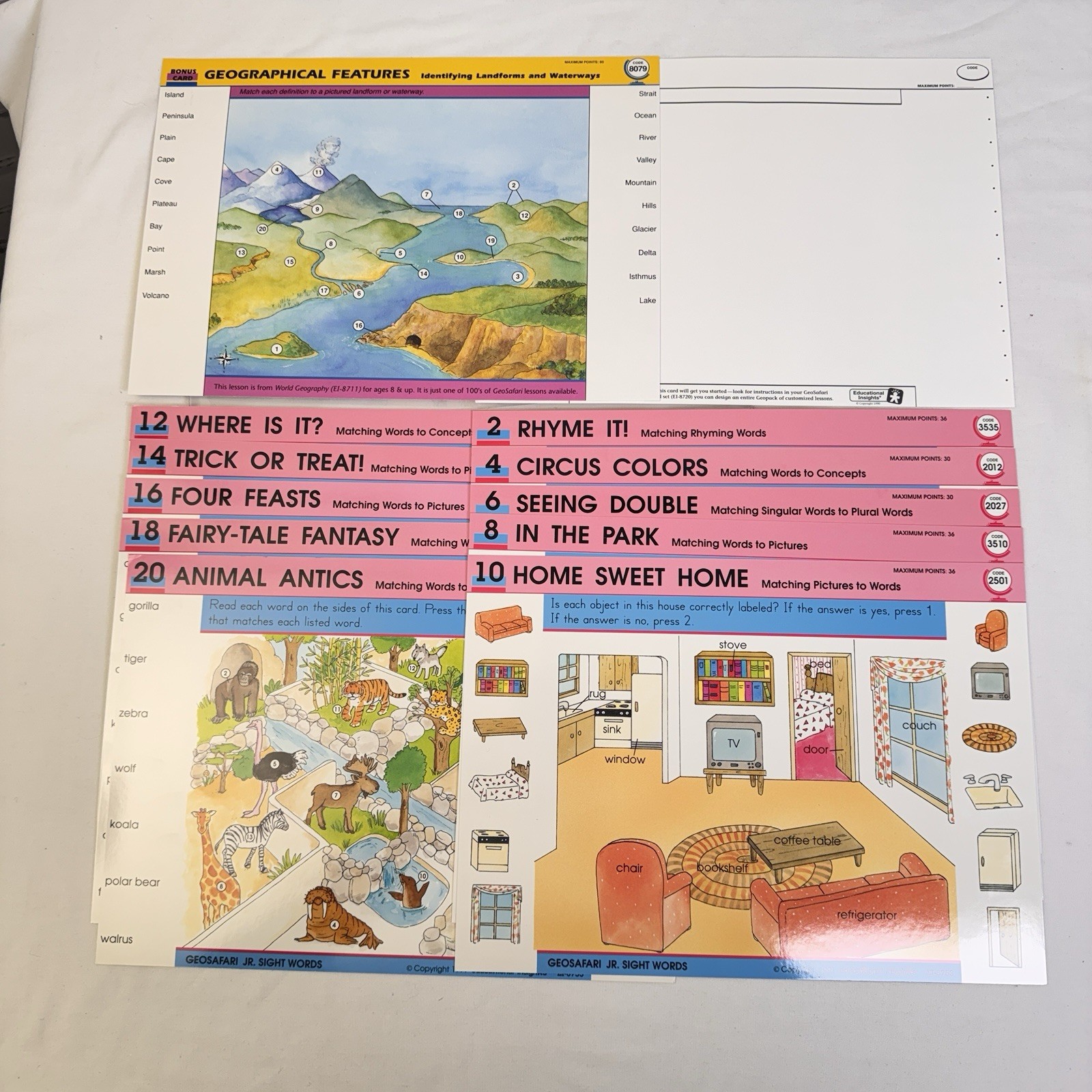 Vintage GEOSAFARI Electronic Learning Game Card Sets Science Math Words Learning