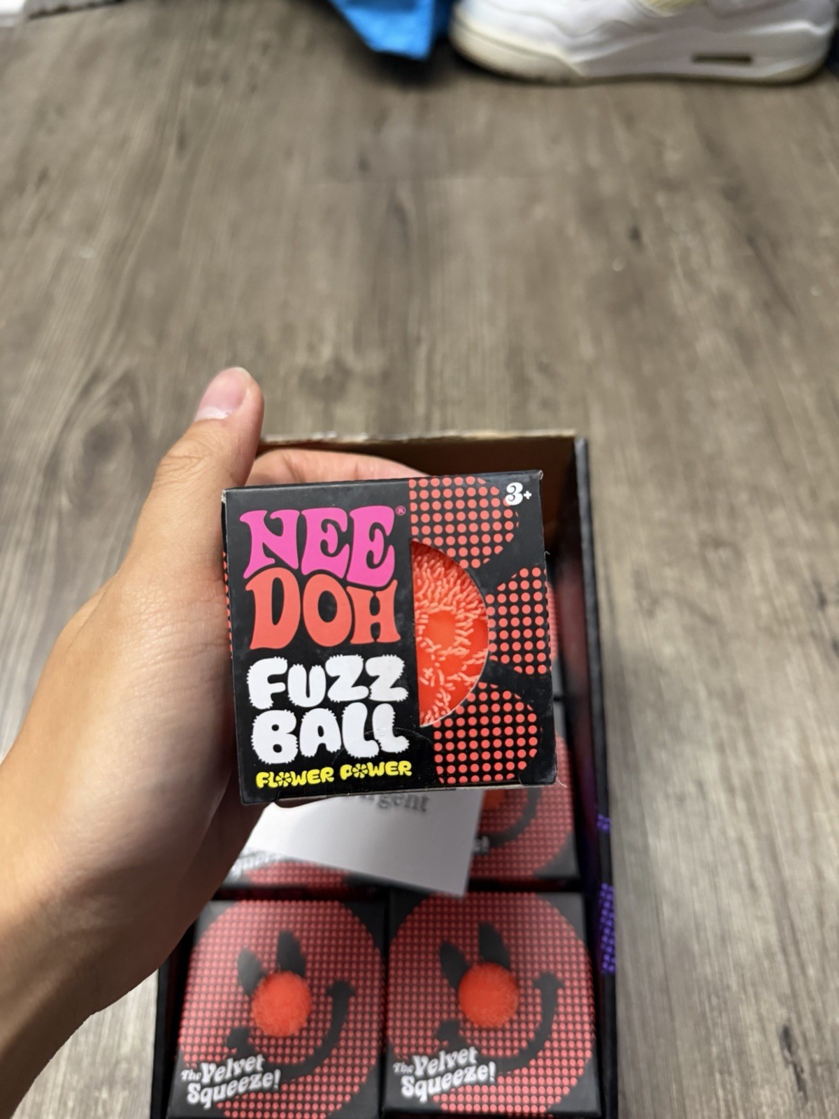 Orange Needoh FUZZ BALL Flower Power Nee Doh Squish Stress Ball NEE-DOH Fuzzball