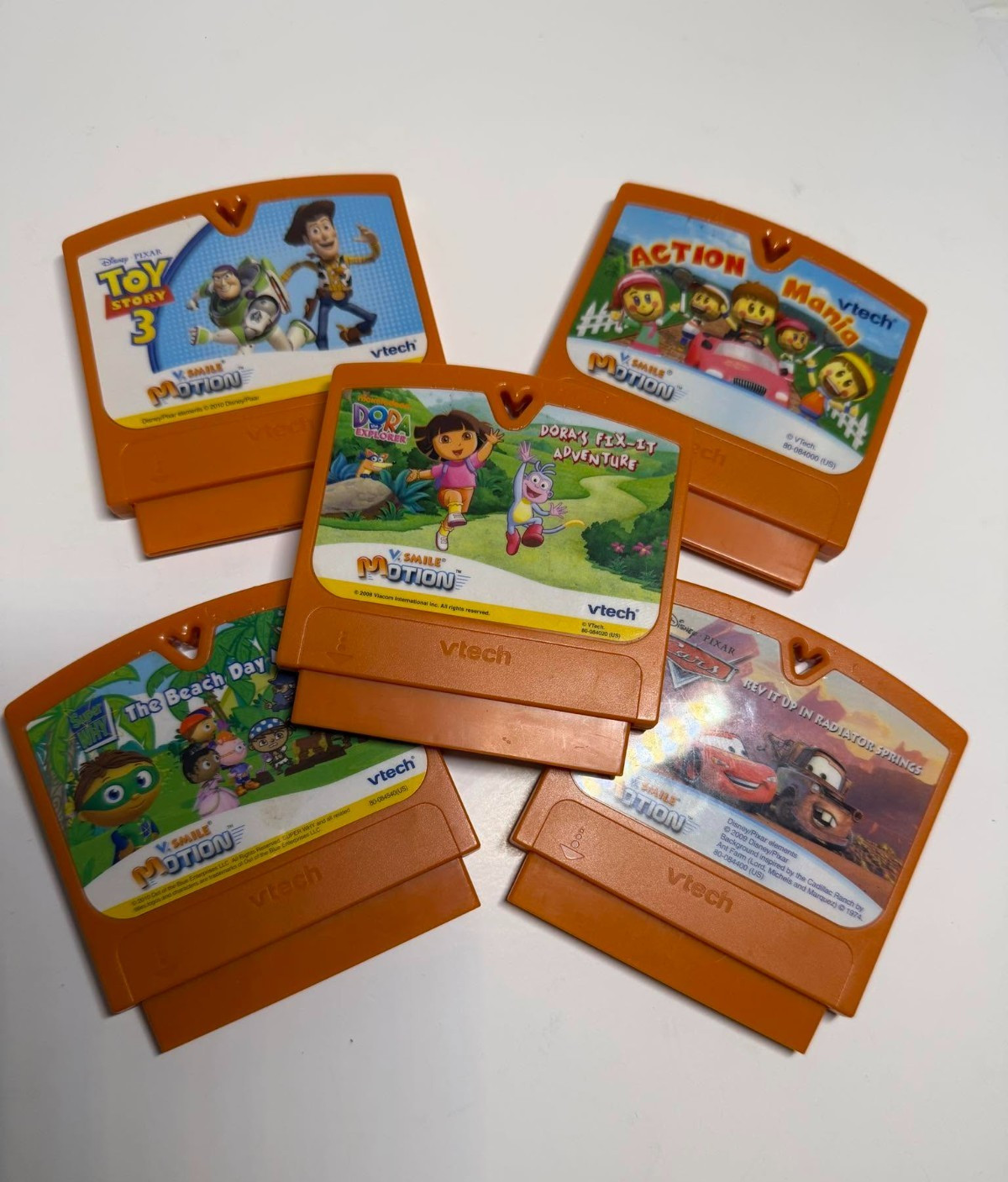 VTech V.Smile Motion Game Lot of 5 – Toy Story 3, Cars, Dora, Super Why, Action