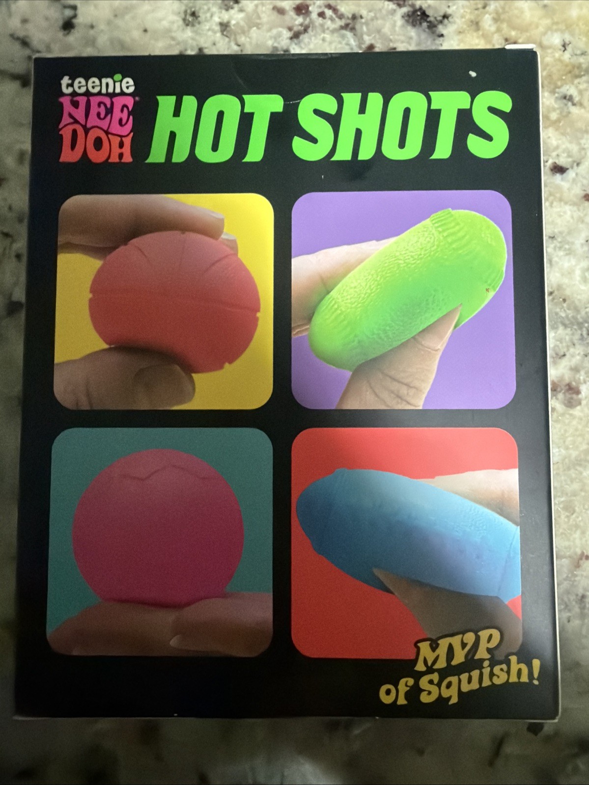 Teenie NeeDoh Hot Shots 4 Pack Squishy Fidget Stress Balls In Hand Ready To Ship