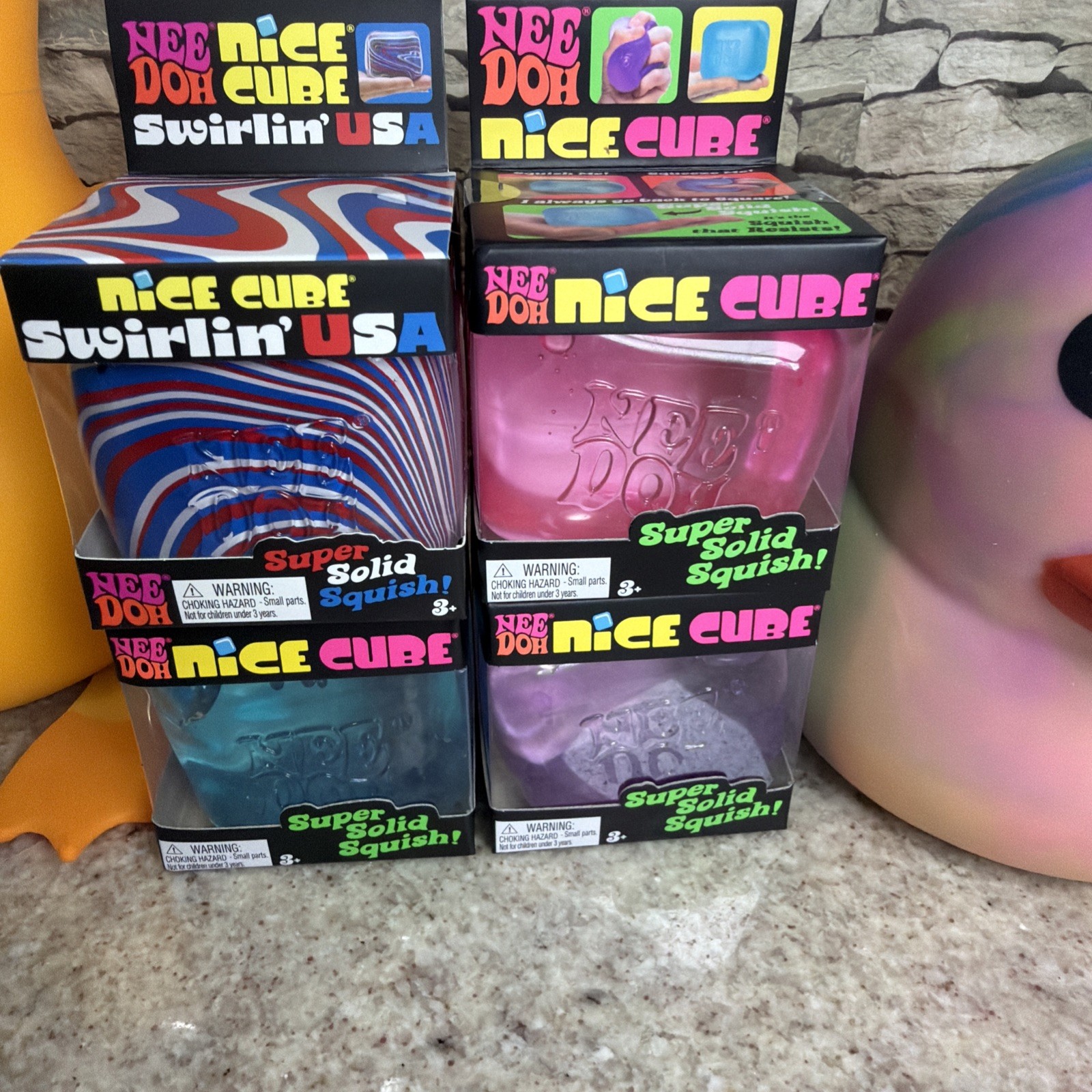 NeeDoh USA Swirl, Nice Cubes,RMS Purple Holographic Dumpling, Ducks Lot Of 8 🔥