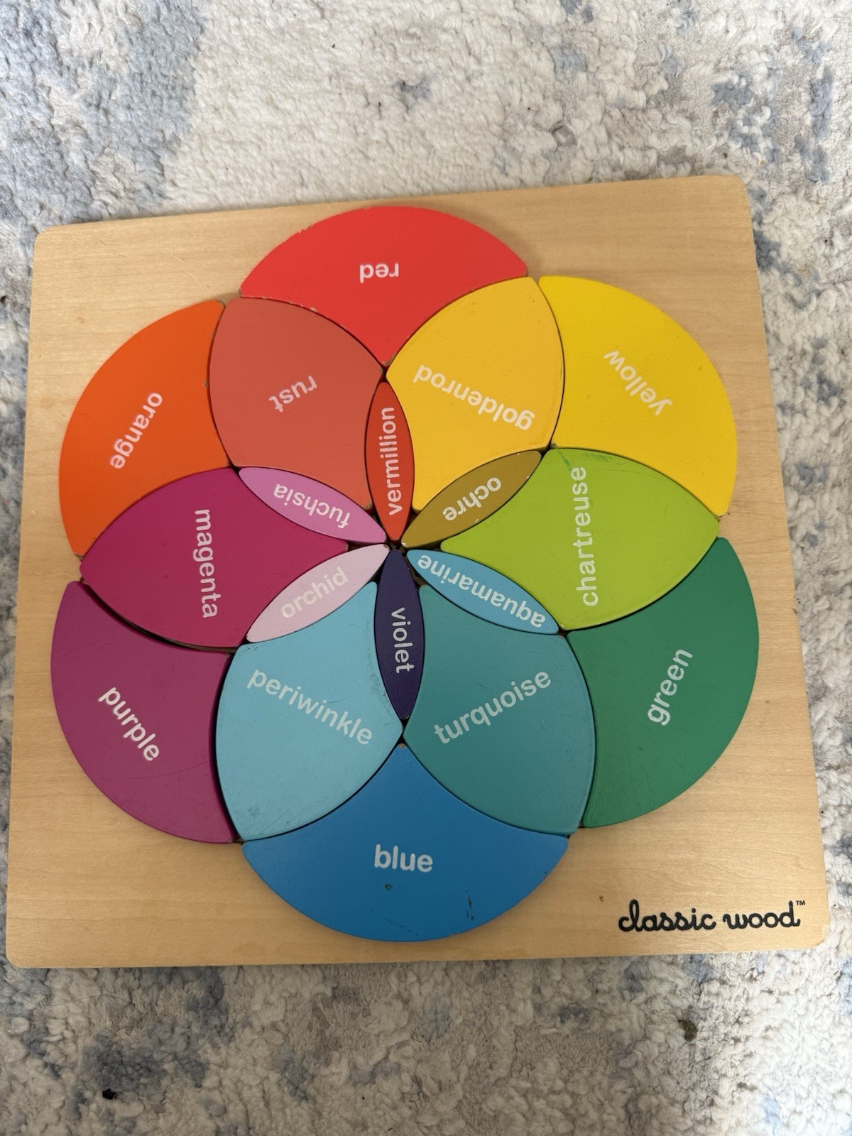 Classic Wood Color Wheel Puzzle Educational Toy for Ages 4-7 and 8-11 Years