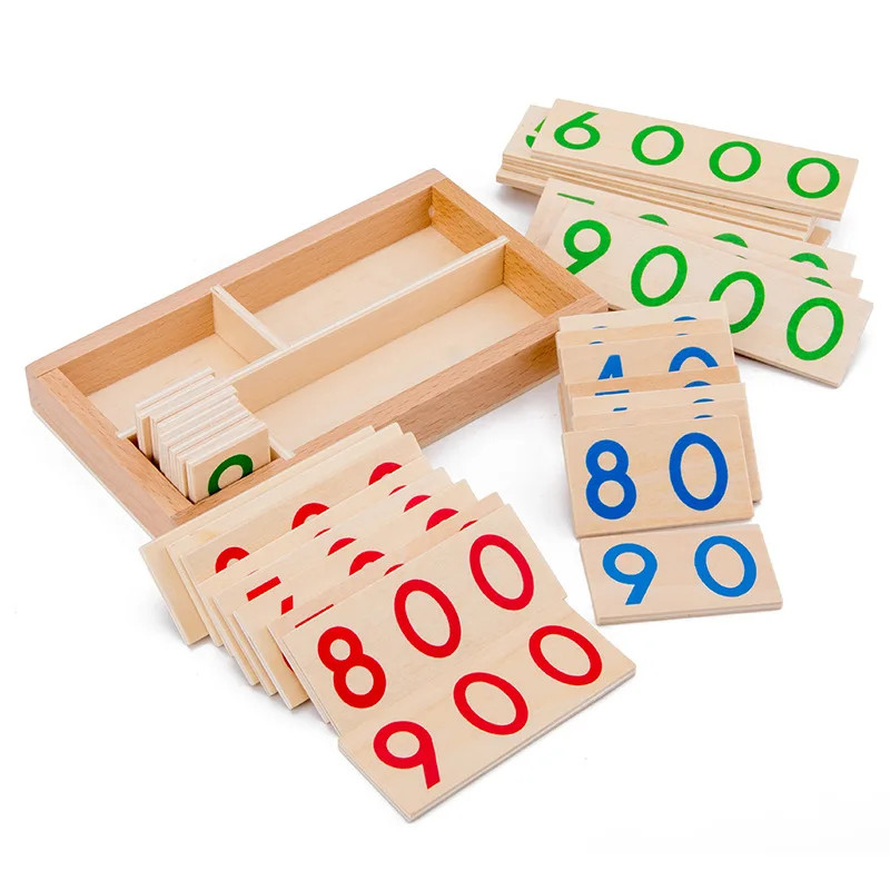 Wooden Numbers Card 1-9000 Montessori Learning Card Math Teaching Aids Preschool