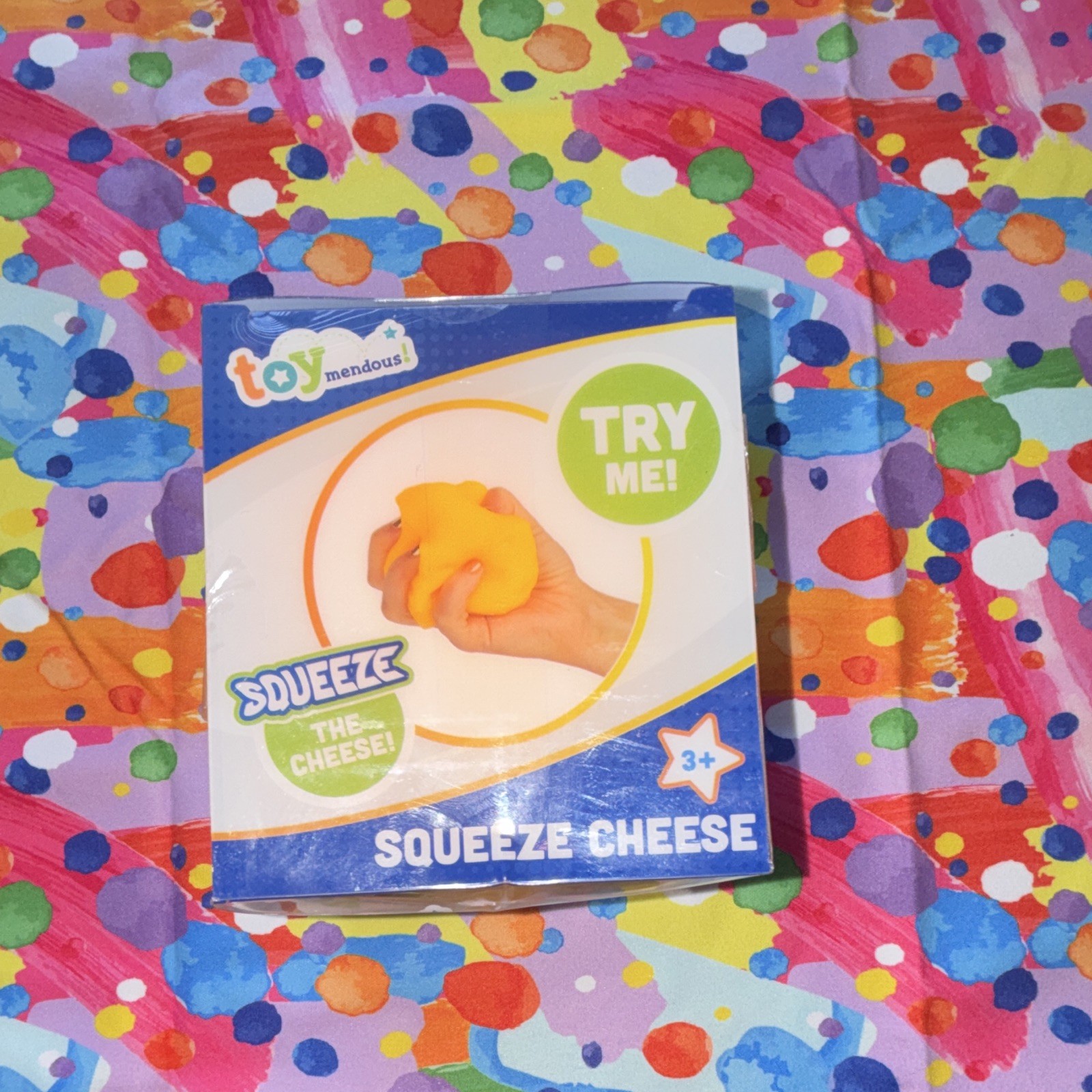 Toy Mendous Squeeze Cheese Tactile Squishy Toy, Yellow, Ages 3+, MPN 470385
