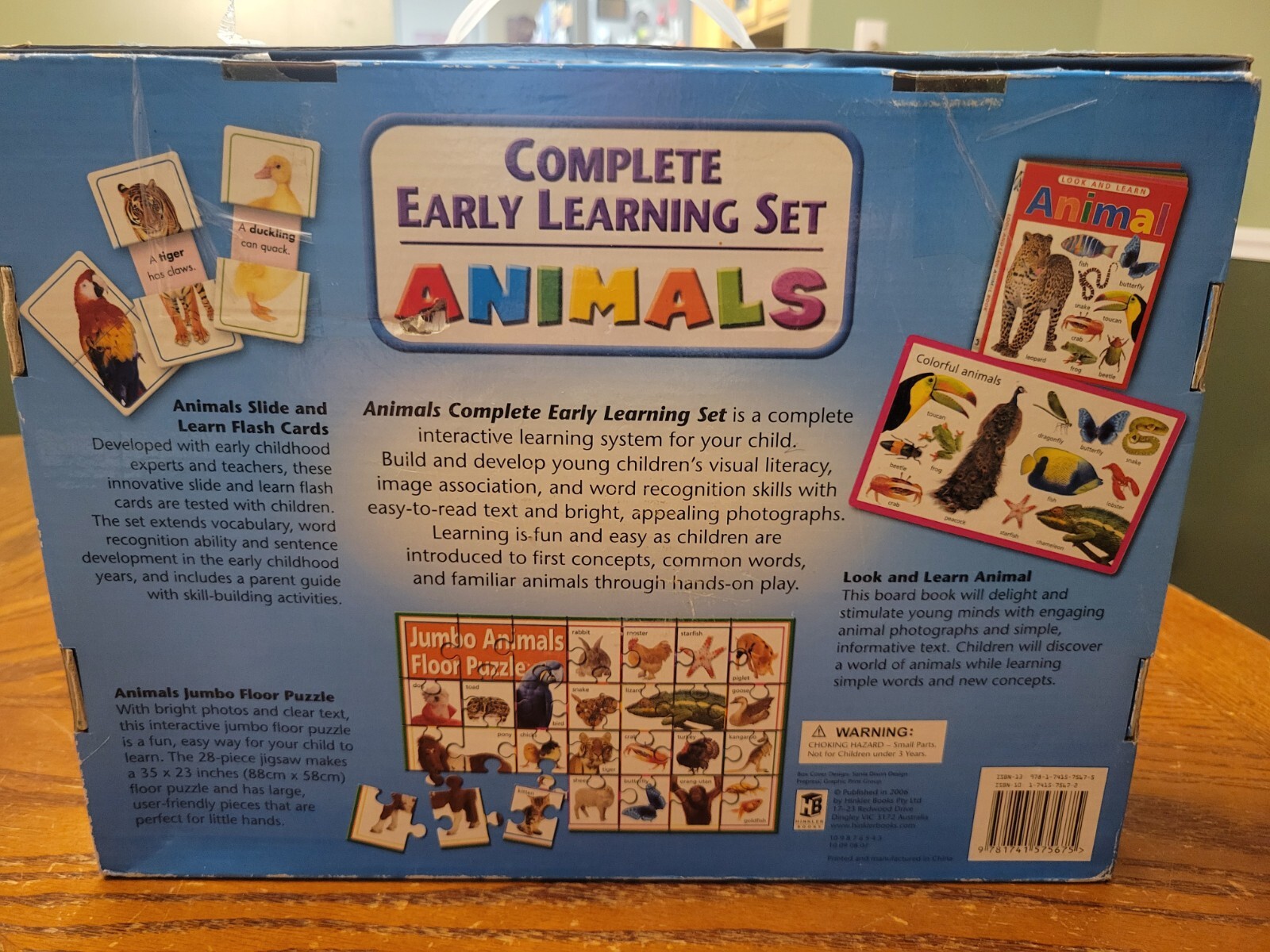Educational Early Learning Animals Slide Flash Cards 28 pc Floor Puzzle Poster