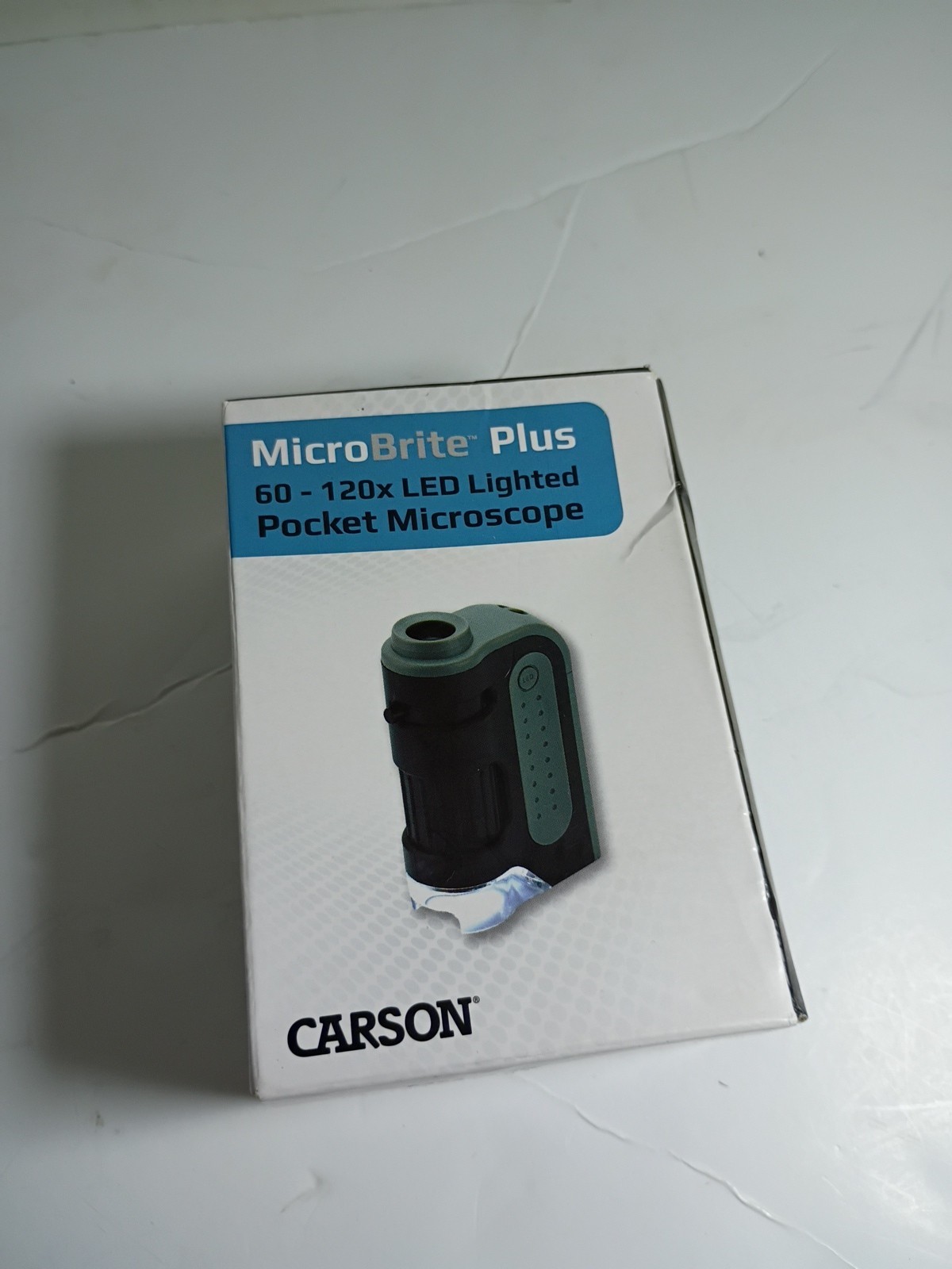 Carson MicroBrite Plus 60x-120x LED Lighted Pocket Microscope MM-300 Gray Boxed