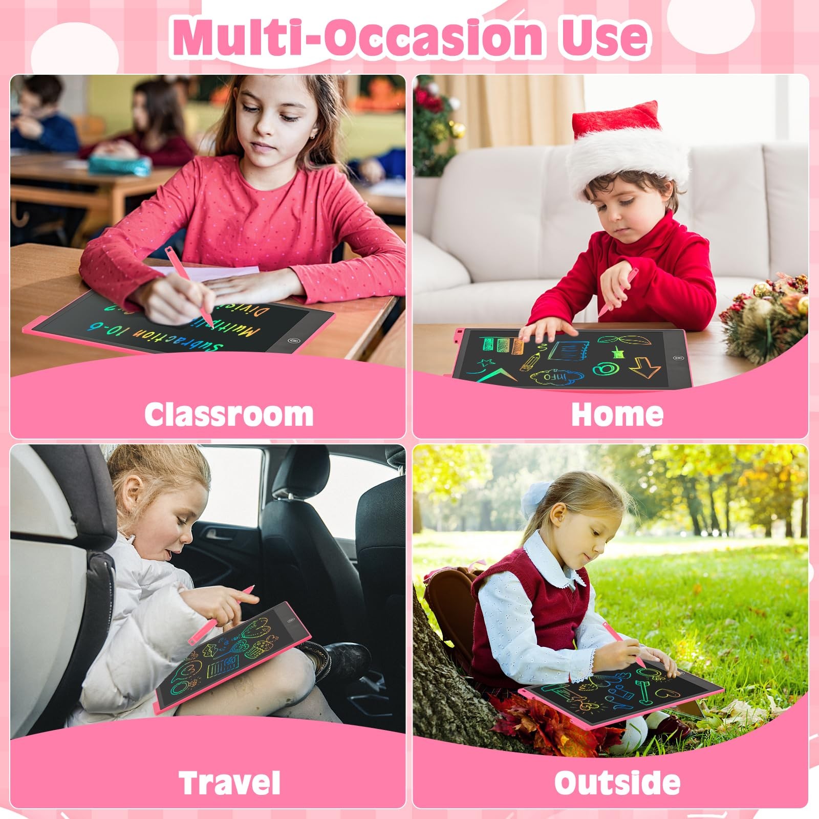cimetech LCD Writing Tablet, Toddler Girl Toys for 1-3 12 Inch, 12” Pink