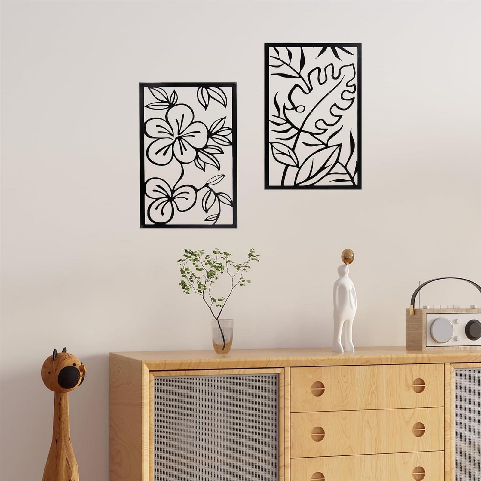 Cinq 3 Piece Set Wall Decor-Black Rectangular Metal Frame