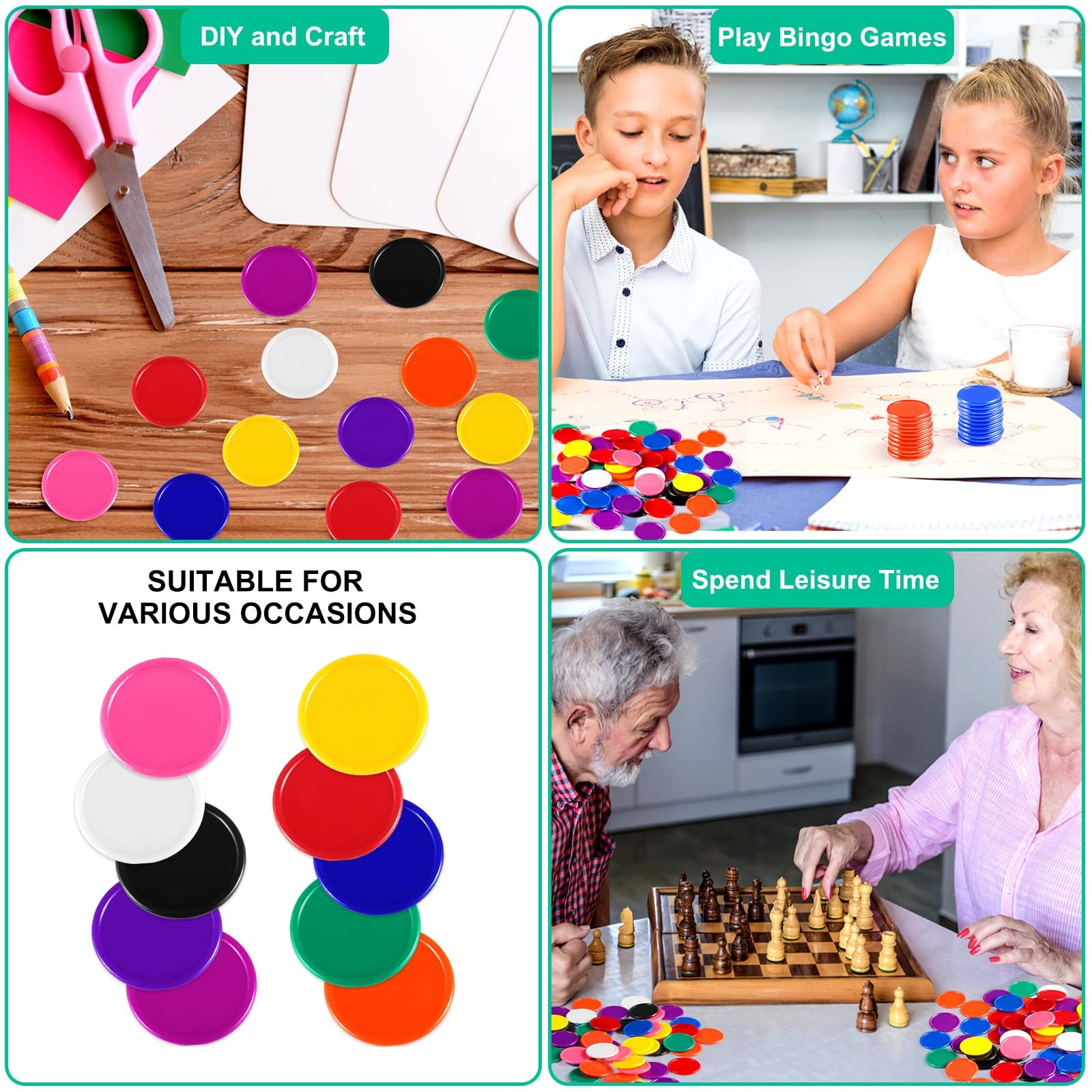 Bulk 2000 Colorful Bingo Chips – Ideal for Math Games and Classroom Rewards