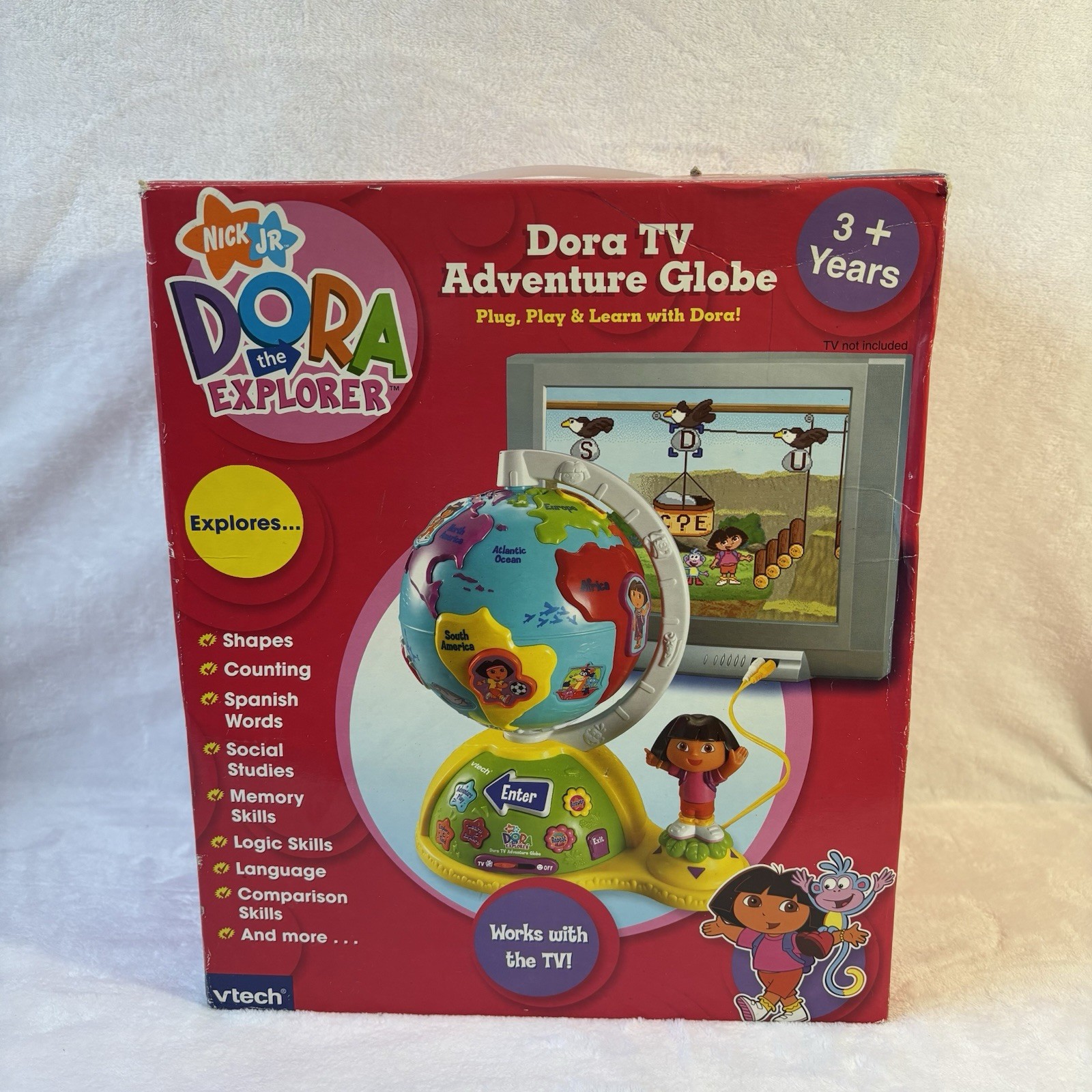 2007 VTech Dora The Explorer TV Adventure Globe Plug N Play Game NEW In Open Box
