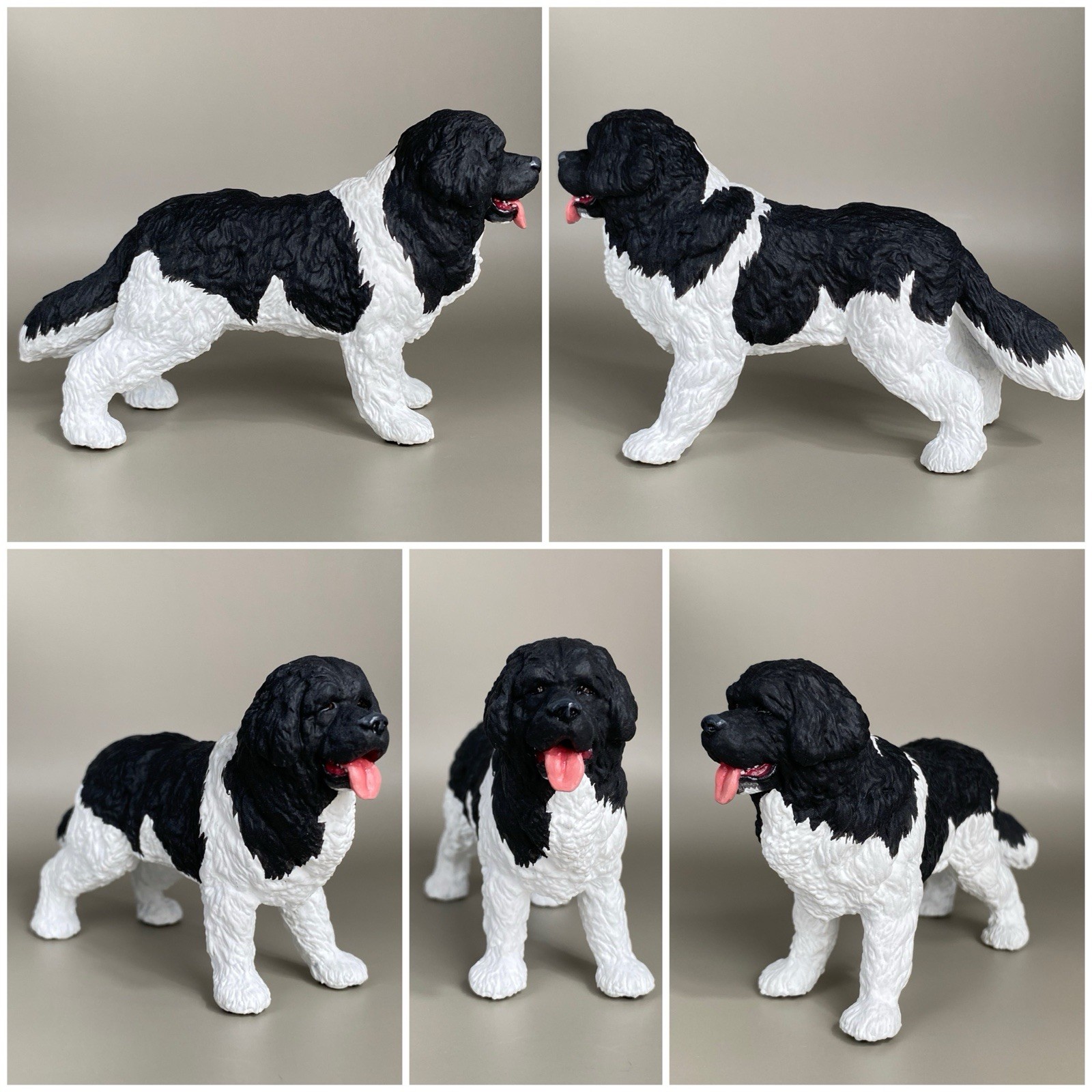OOAK Custom Schleich PAPO Newfoundland Dog Plastic Toy Animal Figure