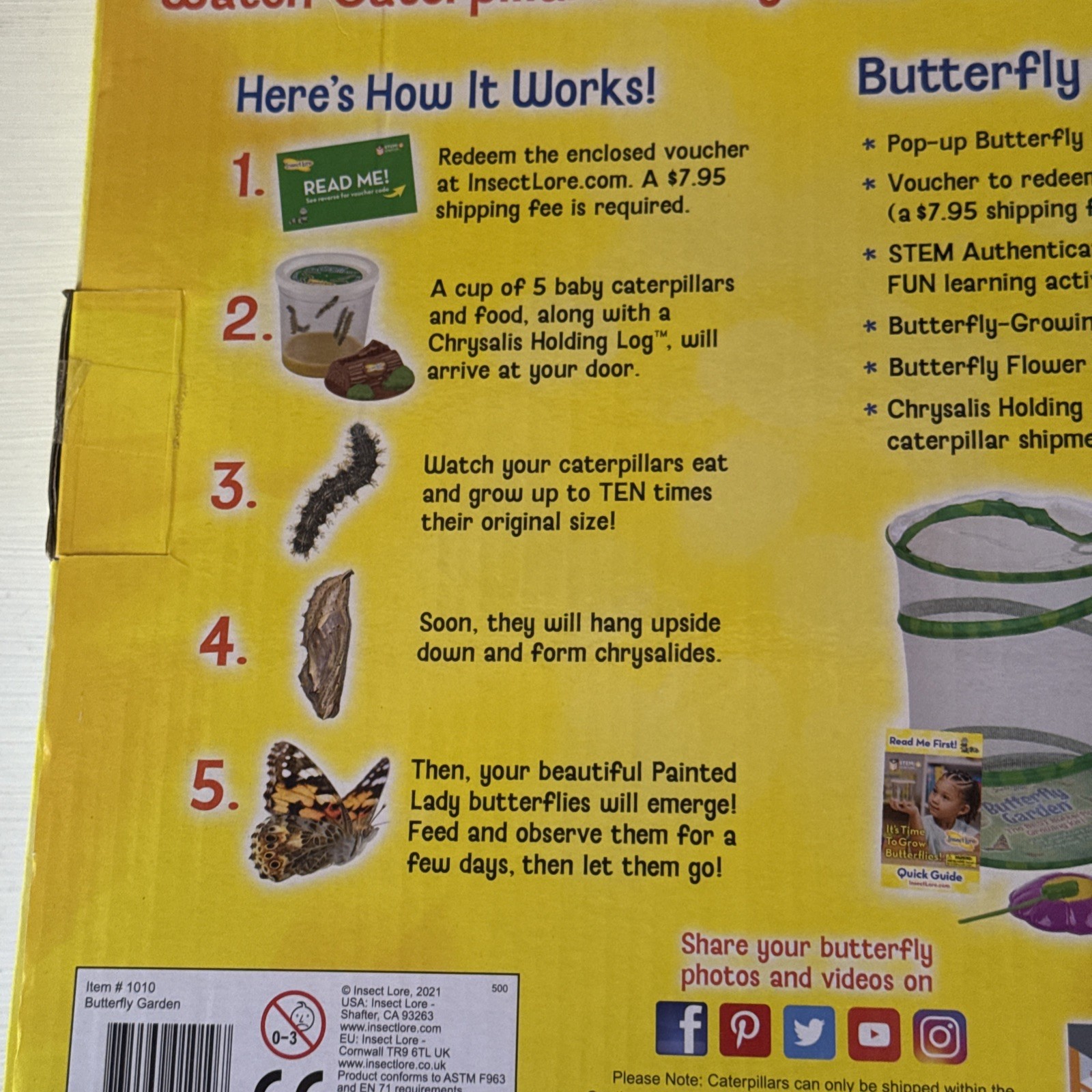 Insect Lore Butterfly Garden Pop Up Net Bug Habitat 1010 New