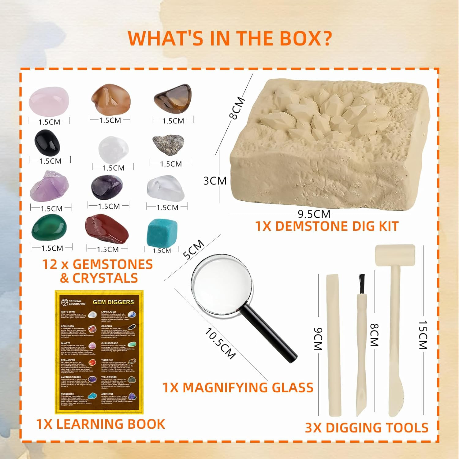Gemstones Dig Kit Earth Science Kits for Kids Age 6-8-12-14, Birthstone Gemstone
