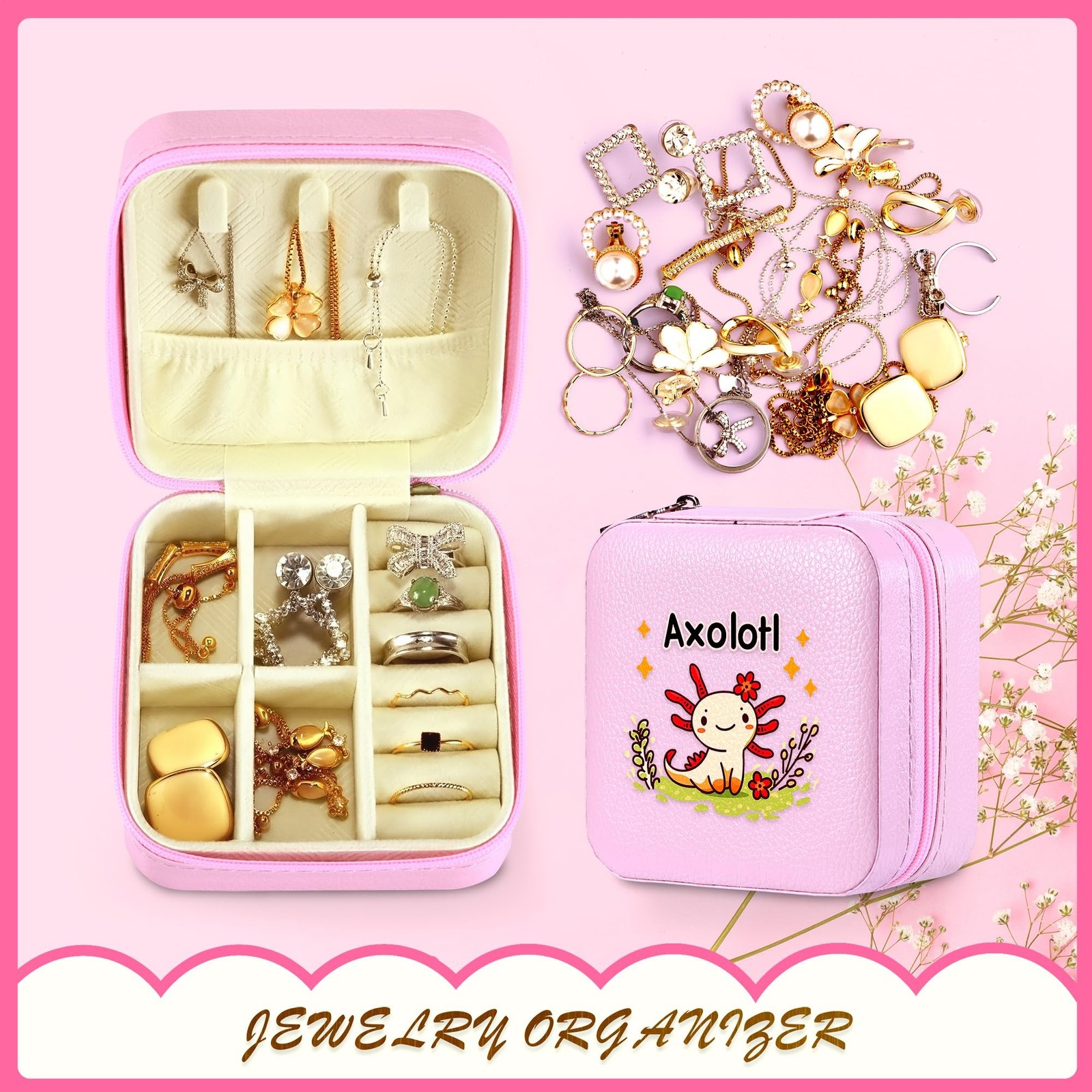 Jewelry Box, Axolotl Gifts For Teens Teenage Girls Kids Age 6 7 8 9 10 11 12,…
