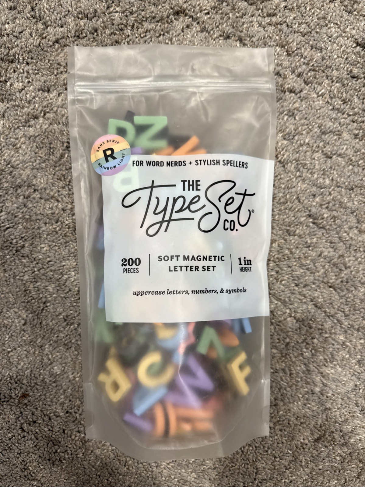 Type Set Co. Rainbow Modern Magnetic Letters – 200 – Piece Set 1″ BRAND NEW