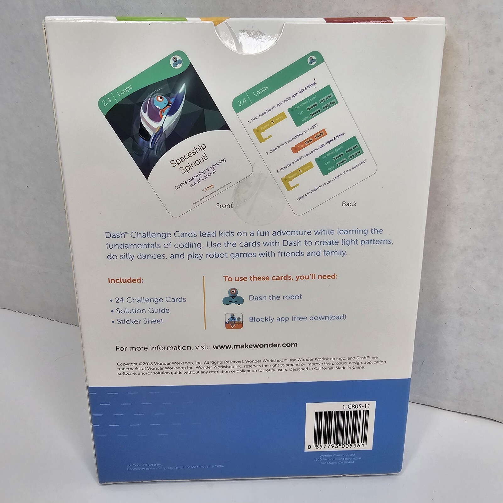 Wonder Workshop Dash Challenge Cards Set Robot Accessory