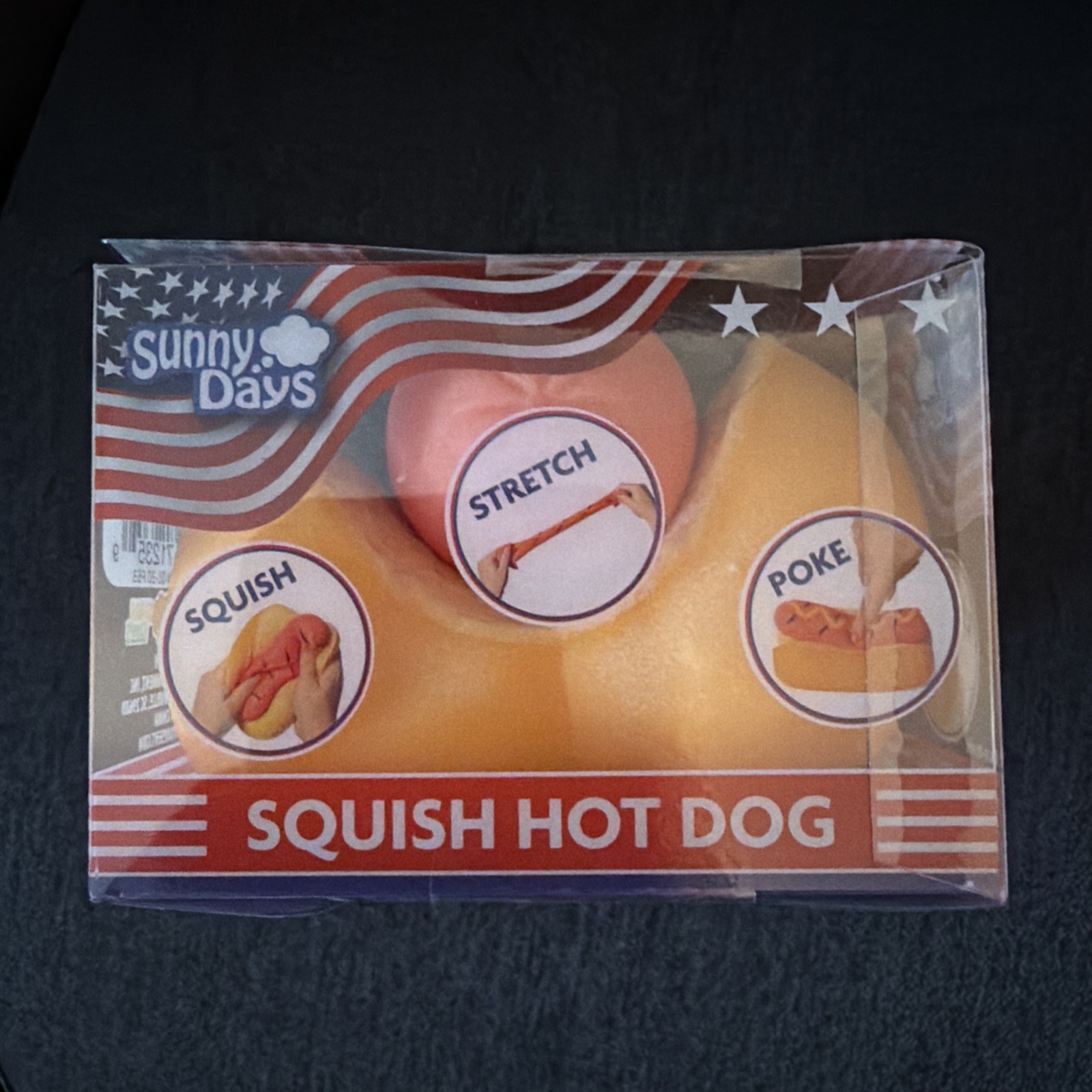 Squishy Hot Dog Squeezy Fidget Toy Sunny Days 2-in-1 Hotdog Stress Relief NEW